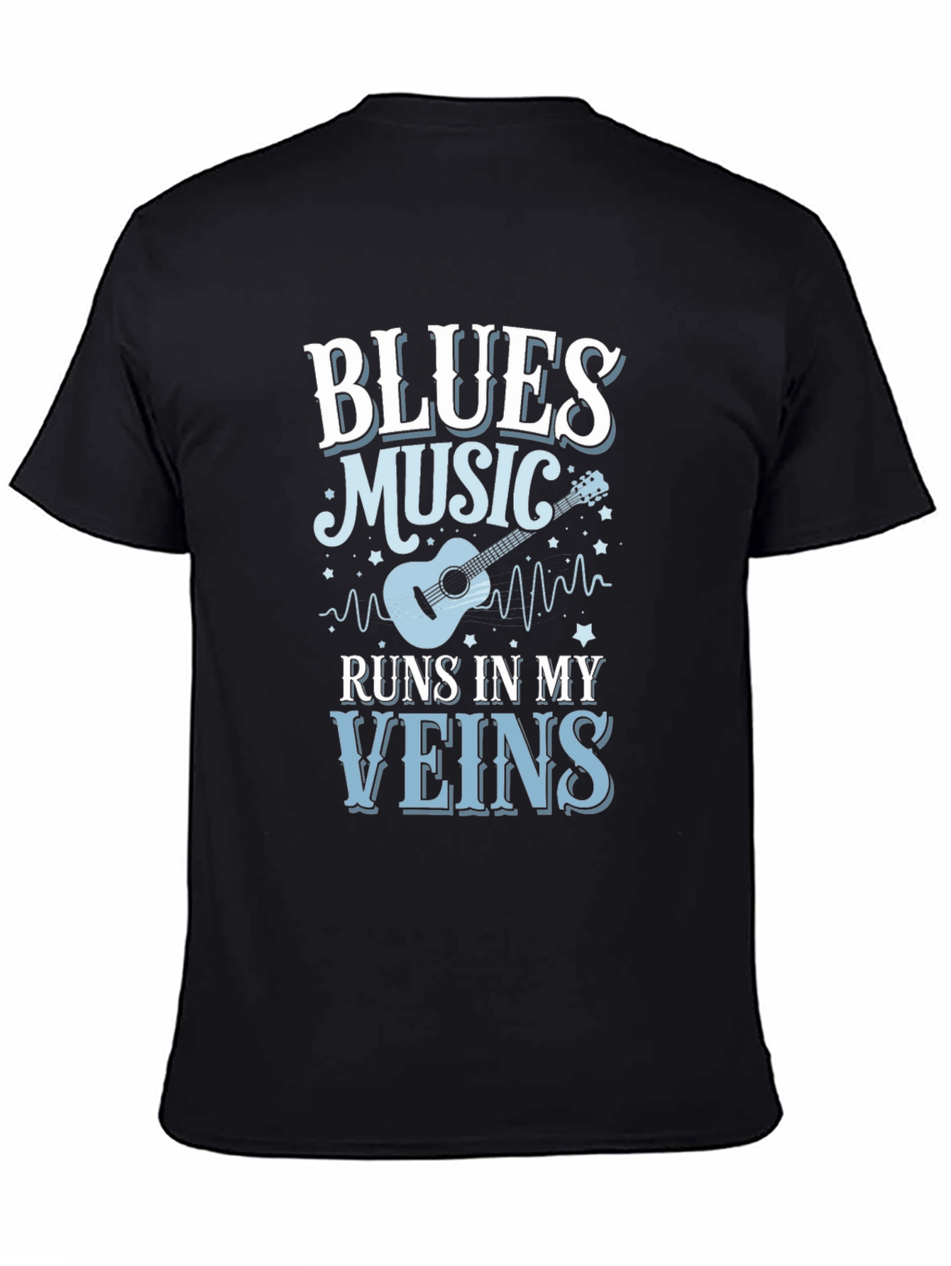 Black Blues Music Runs In My Veins T-Shirt view 4
