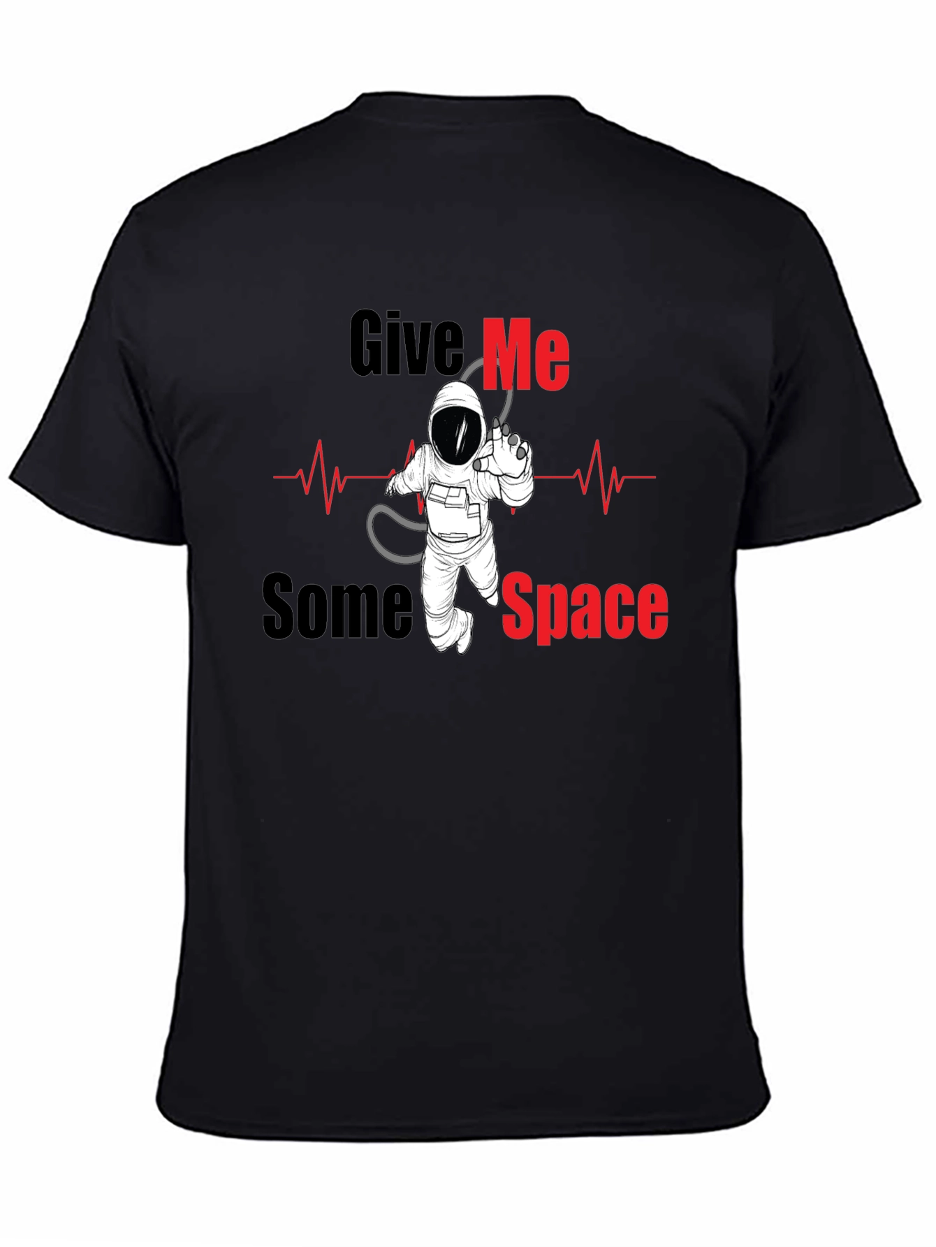 Black Give Me Space T-Shirt - Astronaut Graphic Tee view 4