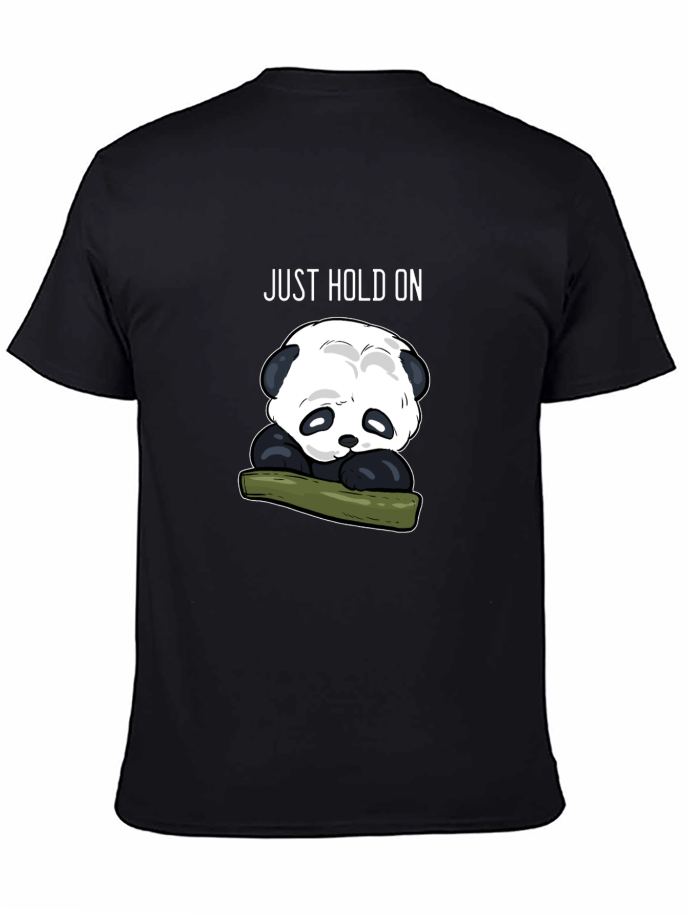 Black Just Hold On Panda Graphic Tee - Black view 4