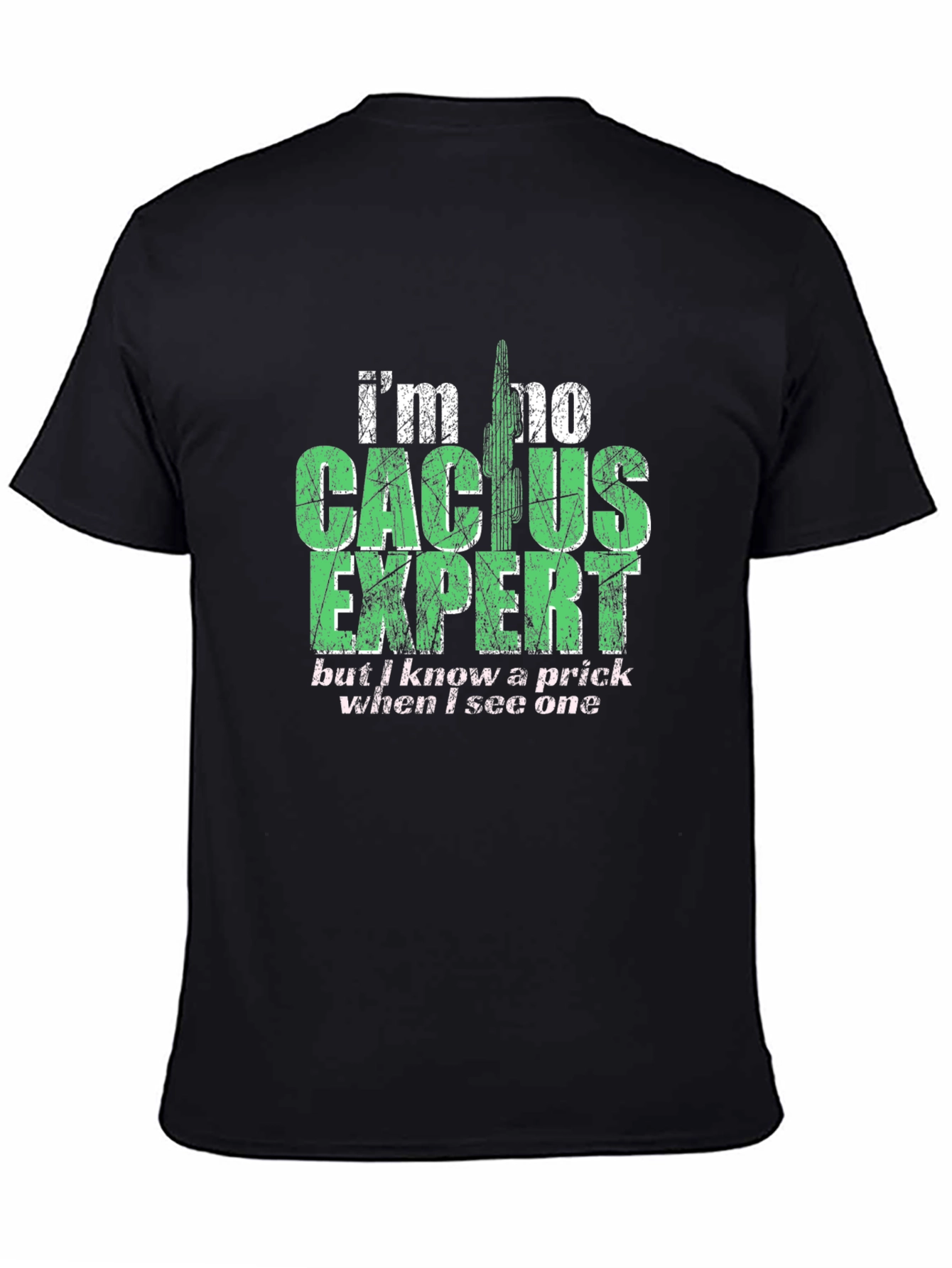 Black Cactus Expert Graphic T-Shirt - Funny Sarcastic Tee view 4