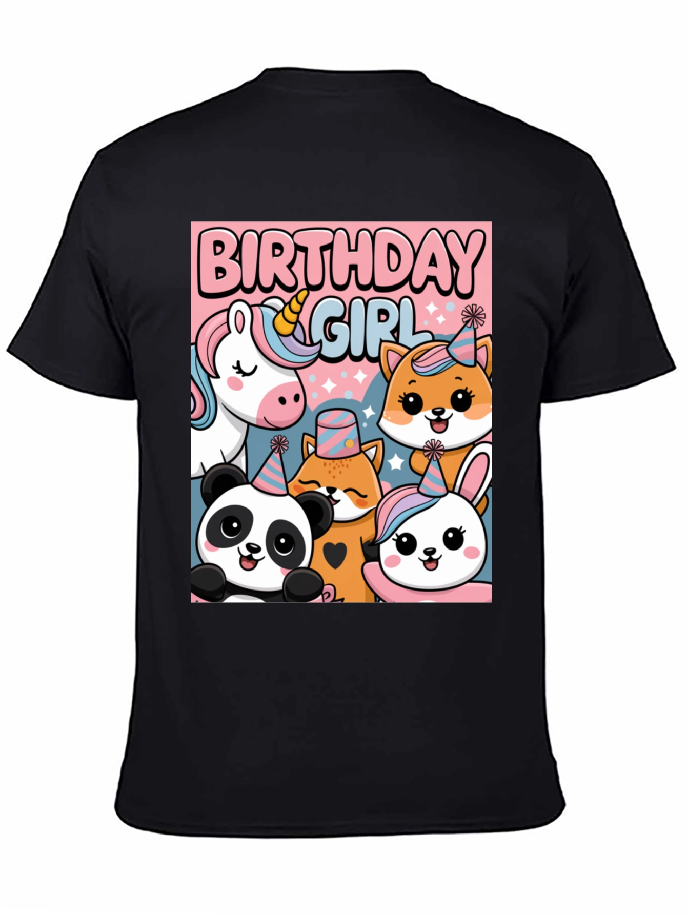 Black Birthday Girl Animal Party T-Shirt view 4