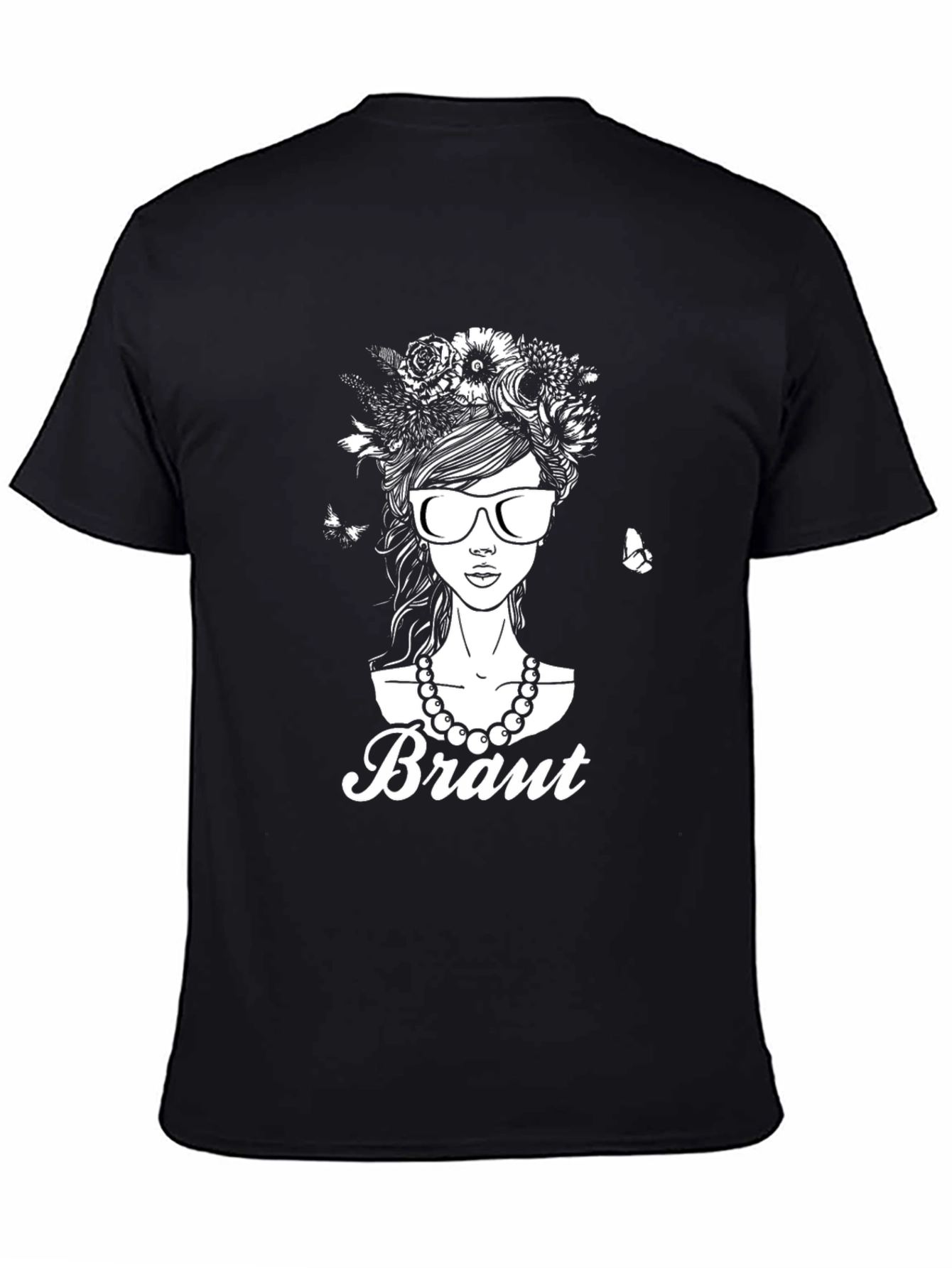 Black Bride T-Shirt - Floral Headdress & Sunglasses view 4