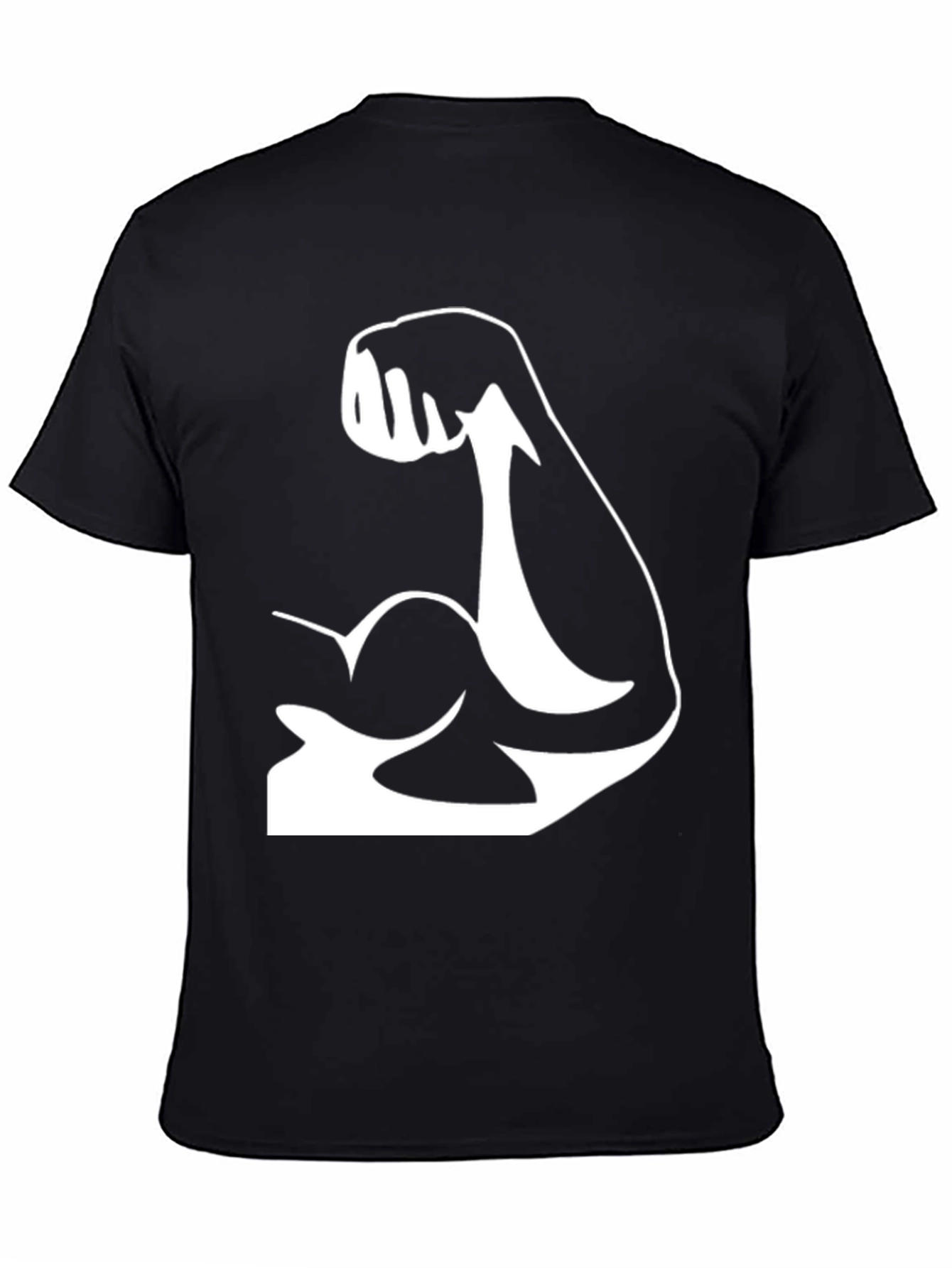 Black Black T-Shirt with White Muscle Arm Graphic view 4