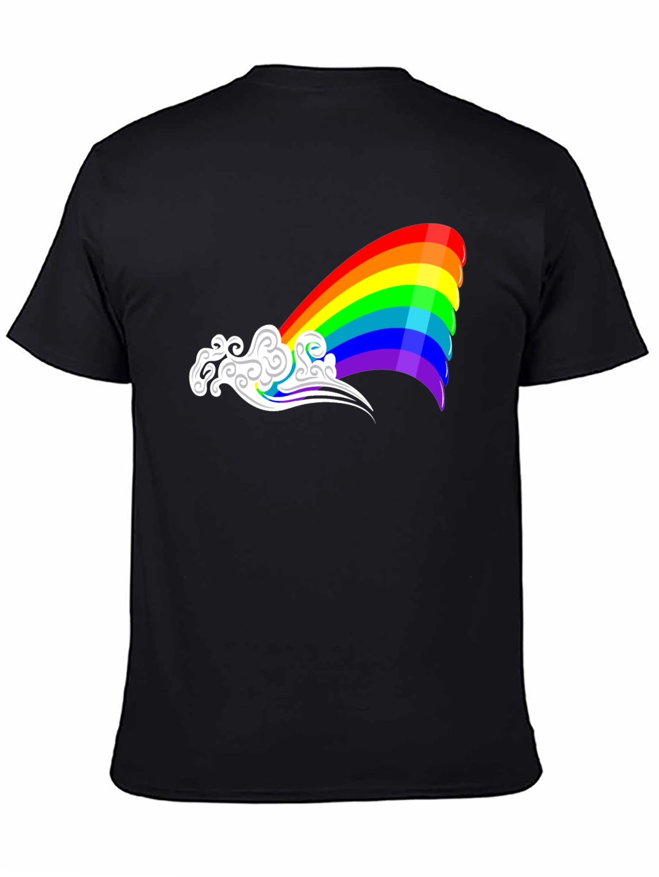 Black Rainbow Cloud Graphic Tee - Black Casual Shirt view 4