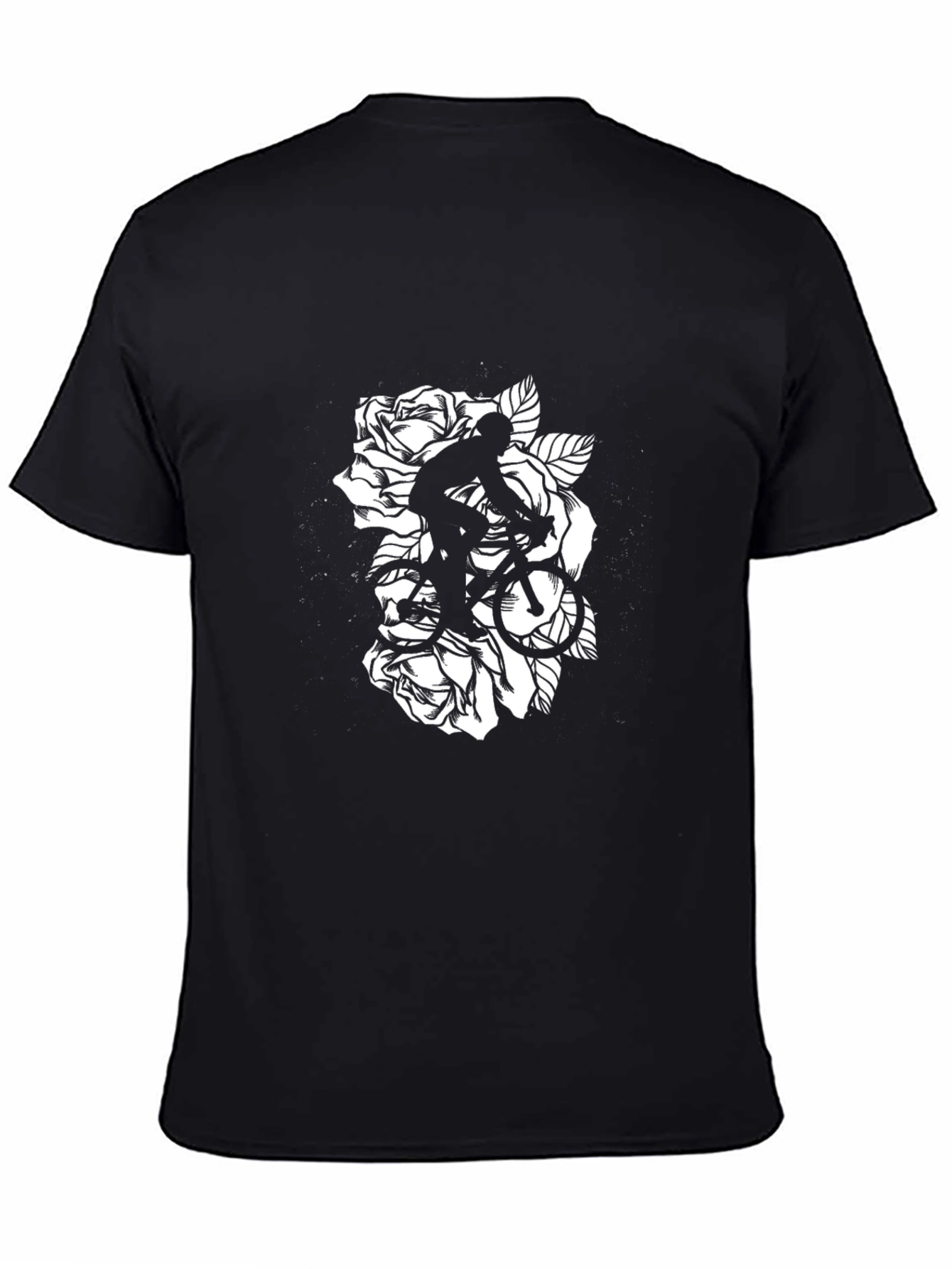 Black Black Bicycle Roses Graphic T-Shirt view 4