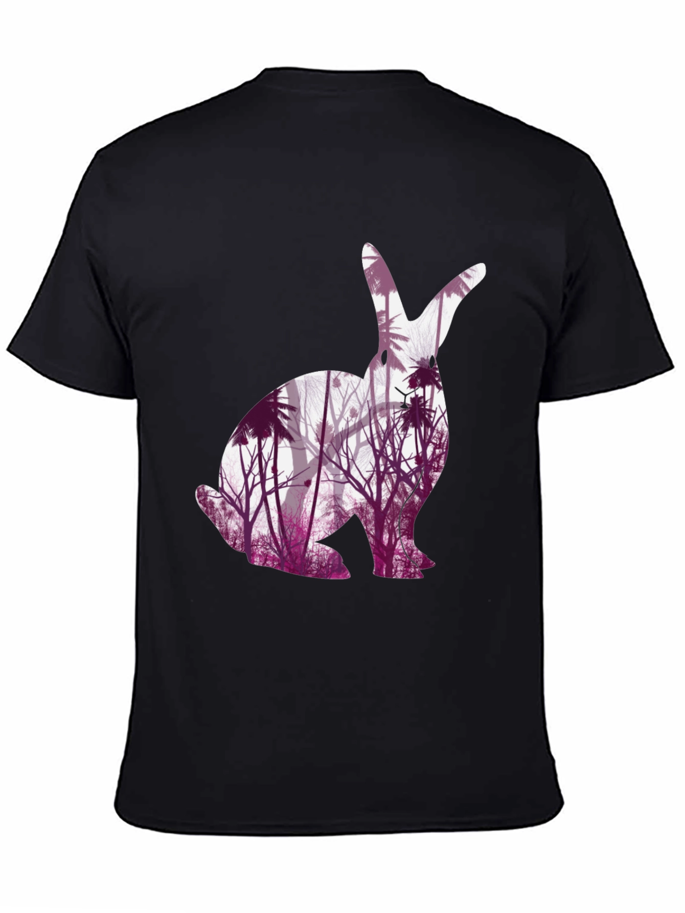 Black Nature-Inspired Rabbit Graphic Tee view 4