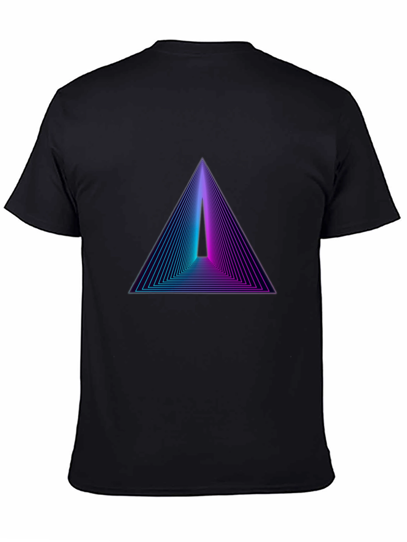 Black Retro Triangle Graphic Black T-Shirt view 4