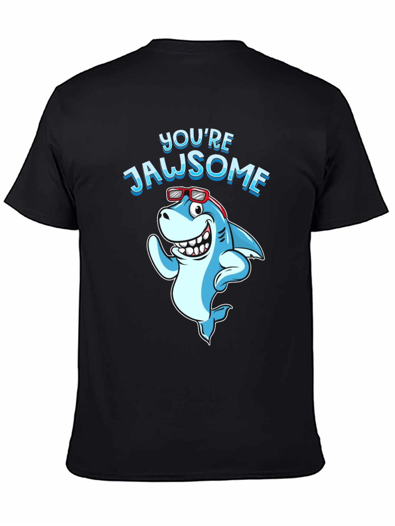 Black You're Jawsome Shark Graphic Tee - Black Cotton T-Shirt view 4