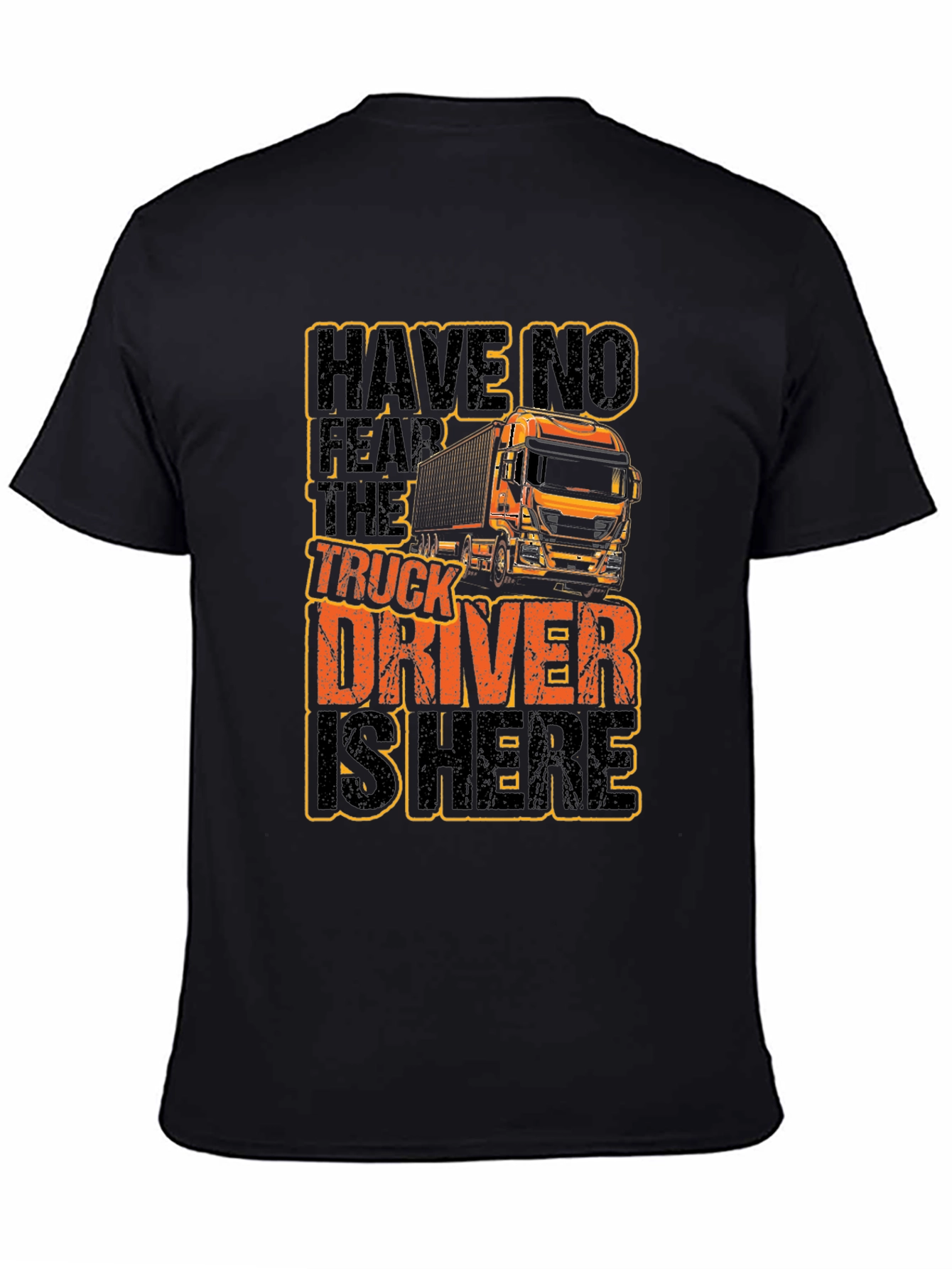 Black Truck Driver Graphic T-Shirt - Black Cotton Tee view 4