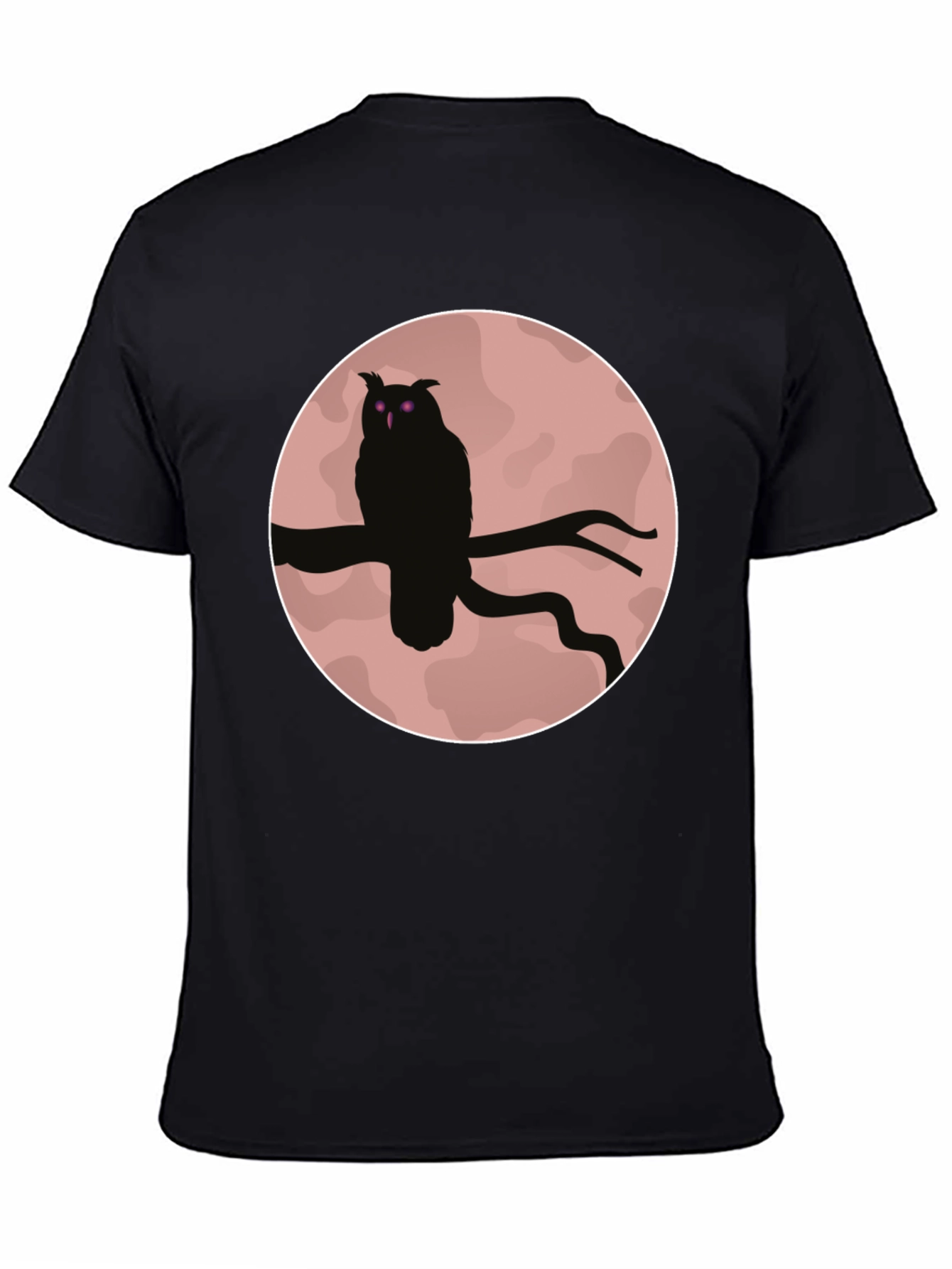 Black Owl Silhouette Graphic Tee - Men's Black T-Shirt view 4