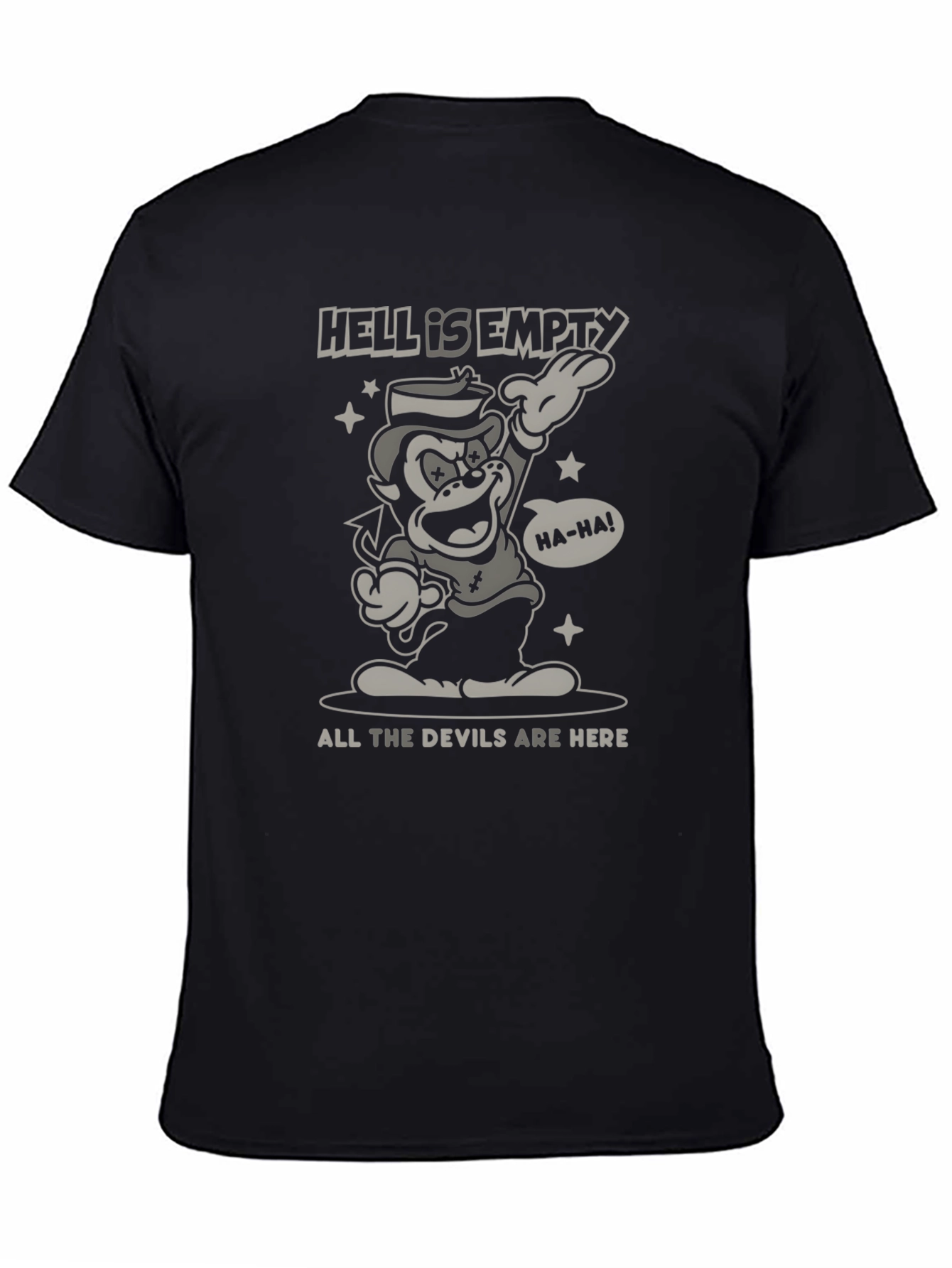 Black Hell is Empty Devil Graphic Black T-Shirt view 4