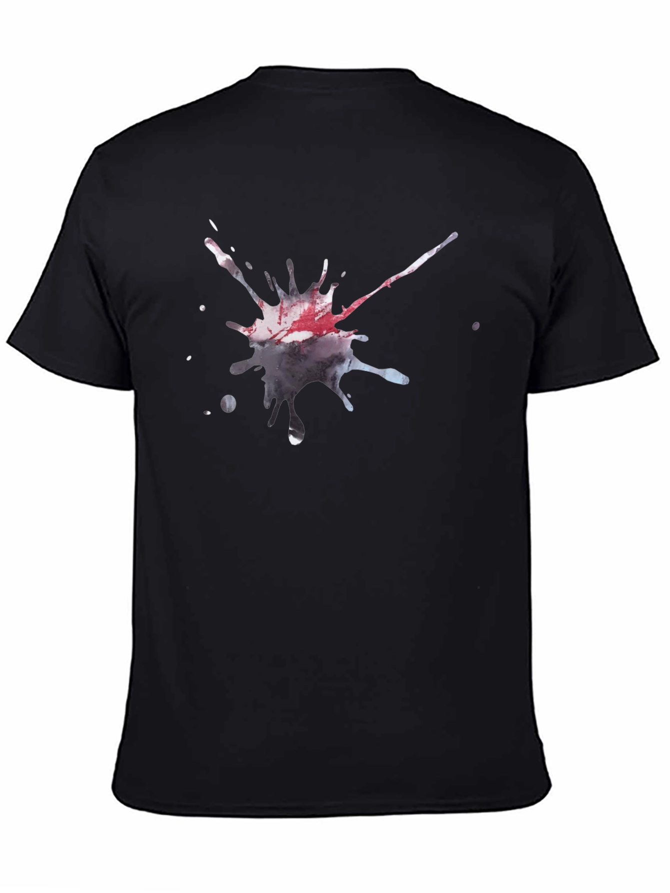 Black Men's Black T-Shirt with Artistic Splatter Design view 4
