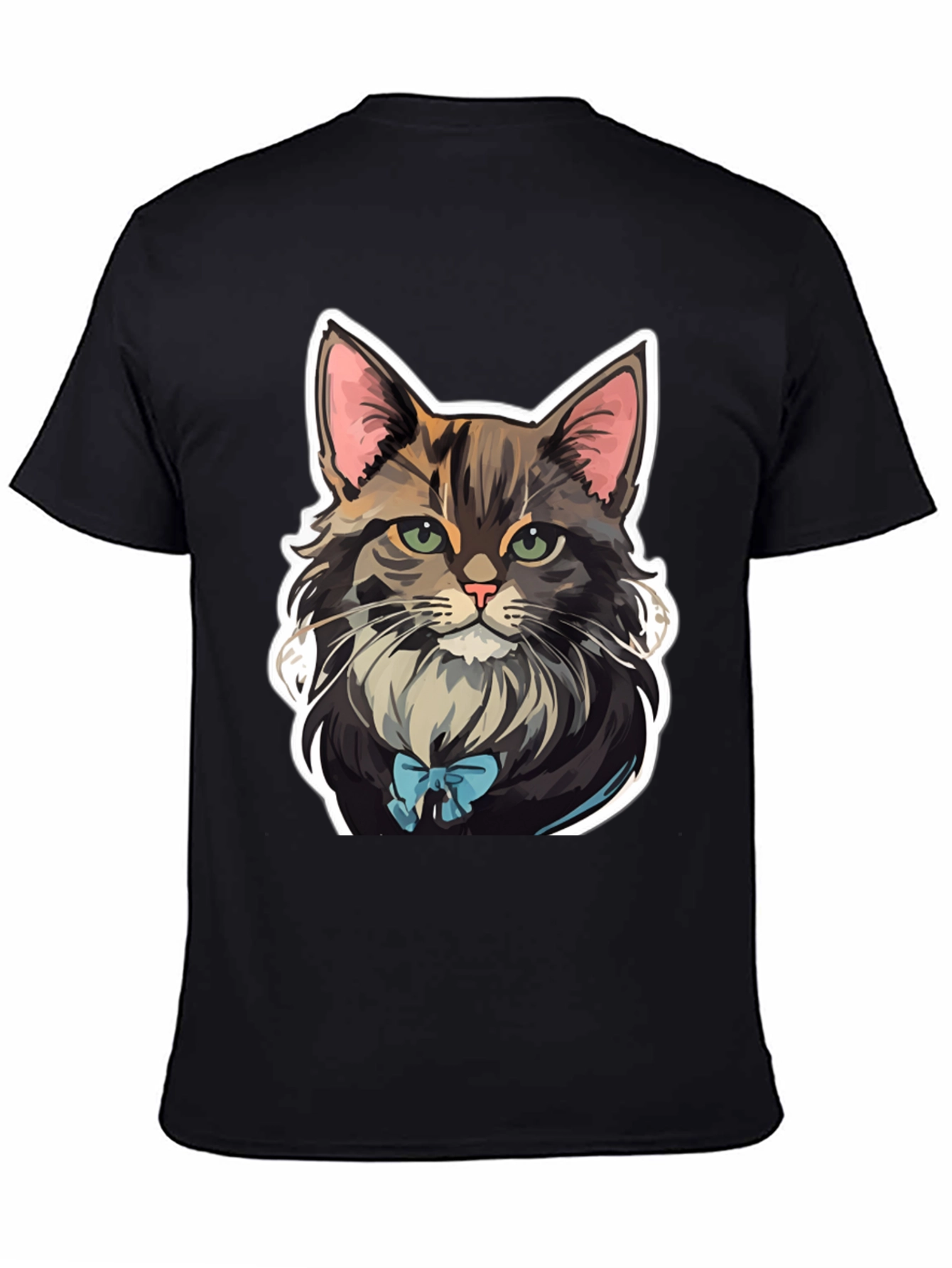 Black Cat with Bow Tie Graphic Tee view 4