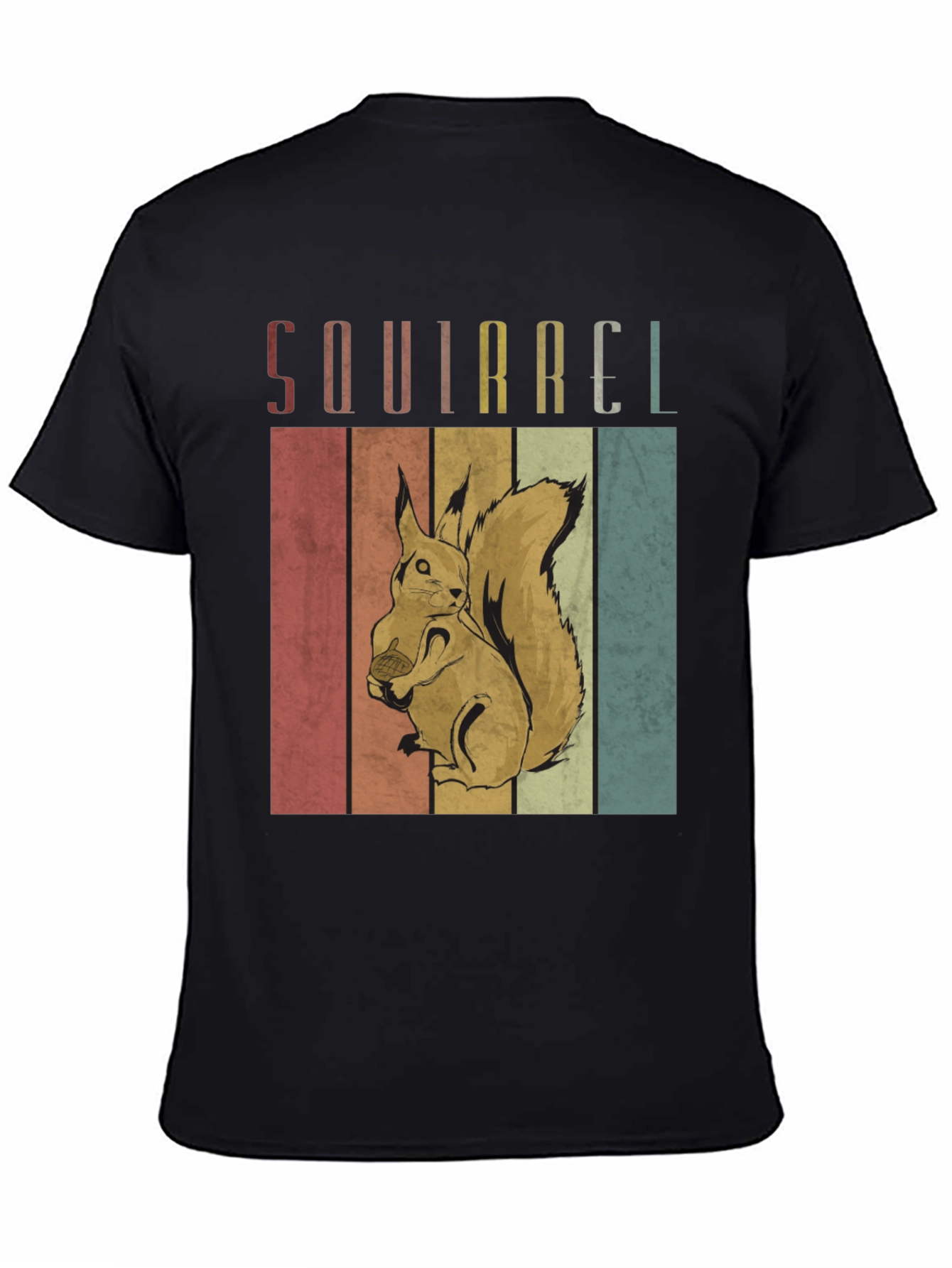 Black Retro Squirrel T-Shirt - Unique Vintage Animal Tee view 4