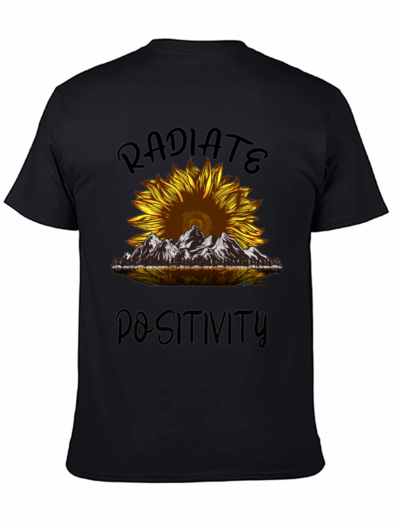 Black Radiate Positivity Sunflower Graphic T-Shirt view 4