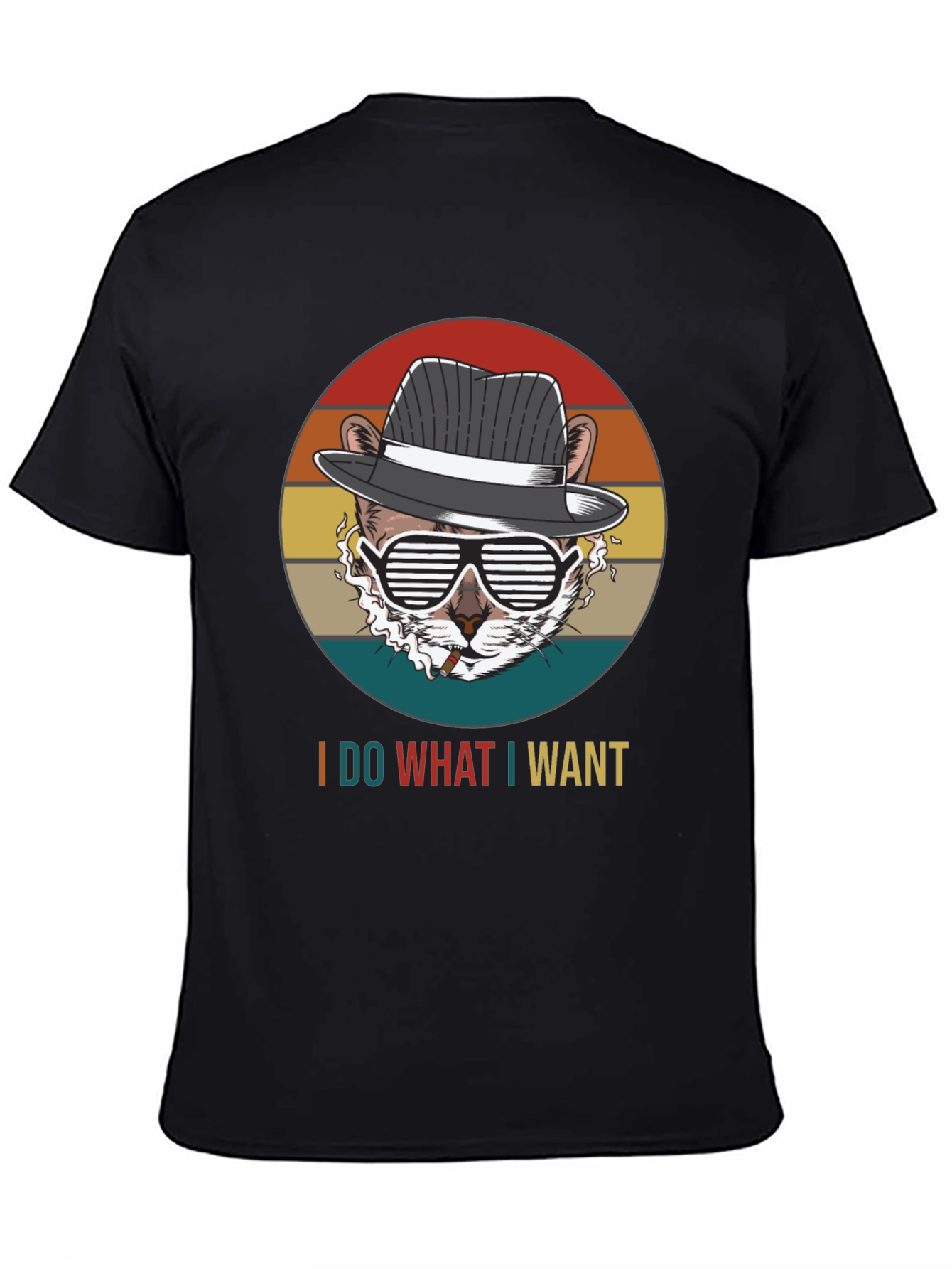 Black I Do What I Want T-Shirt: Cool Cat Design view 4