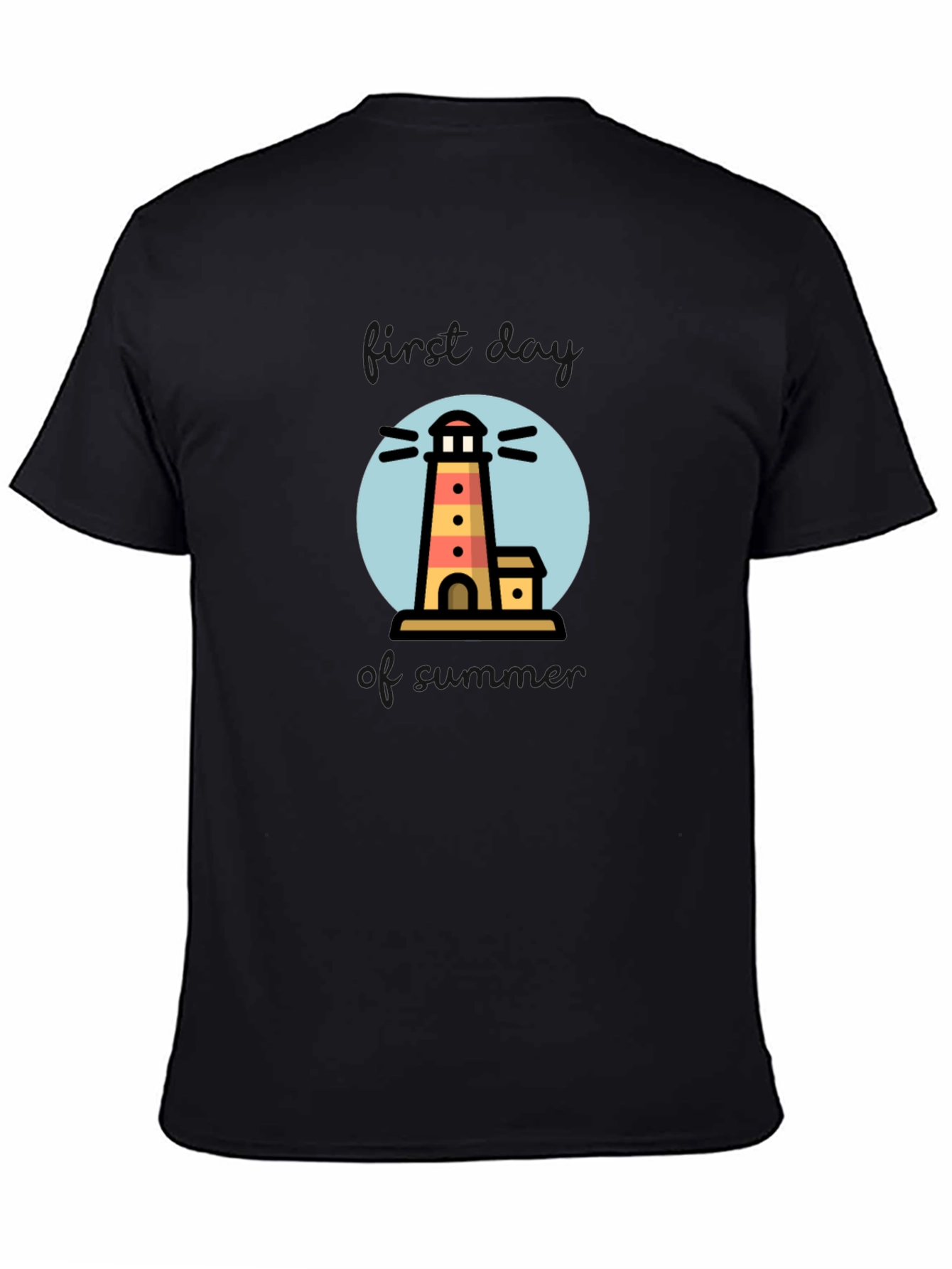 Black Lighthouse Graphic Print Black T-Shirt view 4