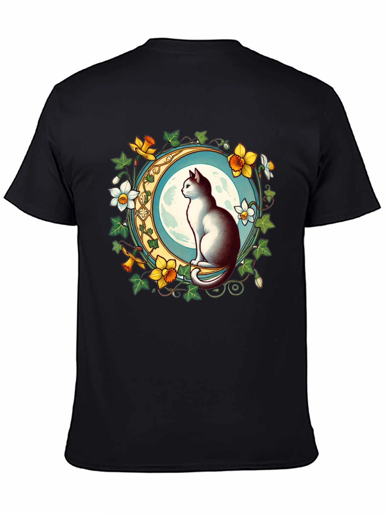 Black Cat and Moon Graphic T-Shirt view 4