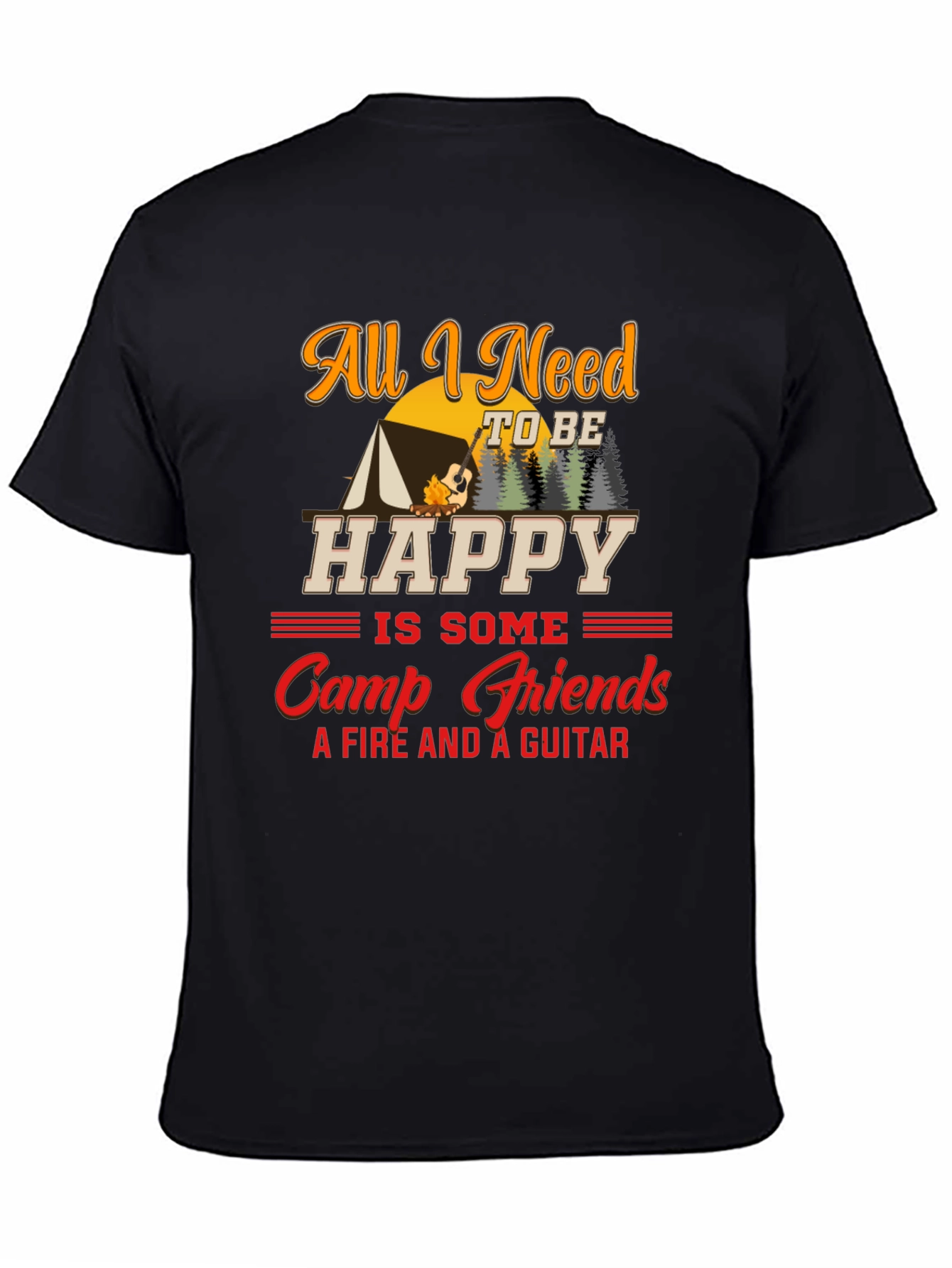 Black Camping Lover T-Shirt - All I Need to be Happy view 4
