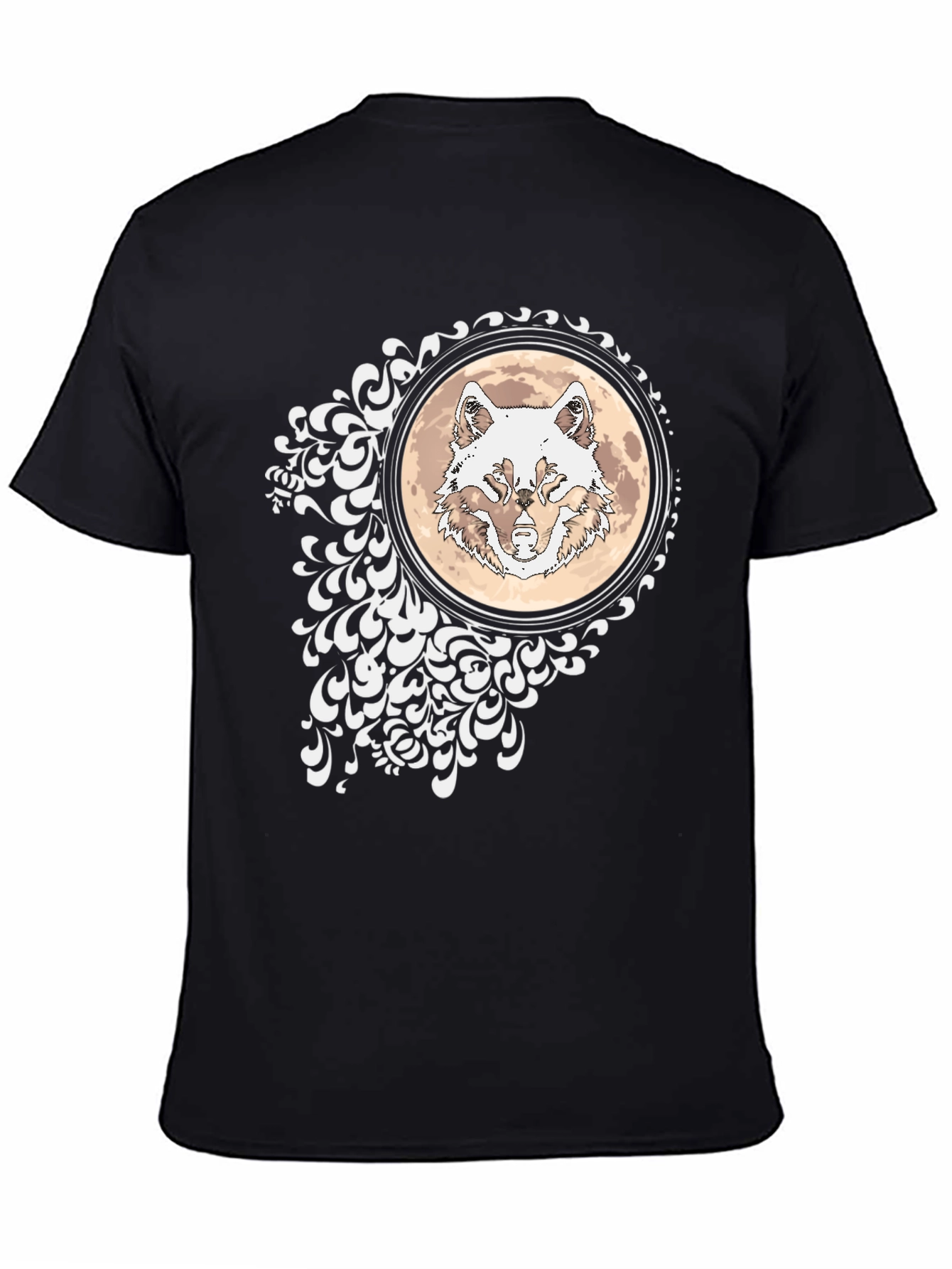 Black Wolf Moon Graphic Black T-Shirt view 4