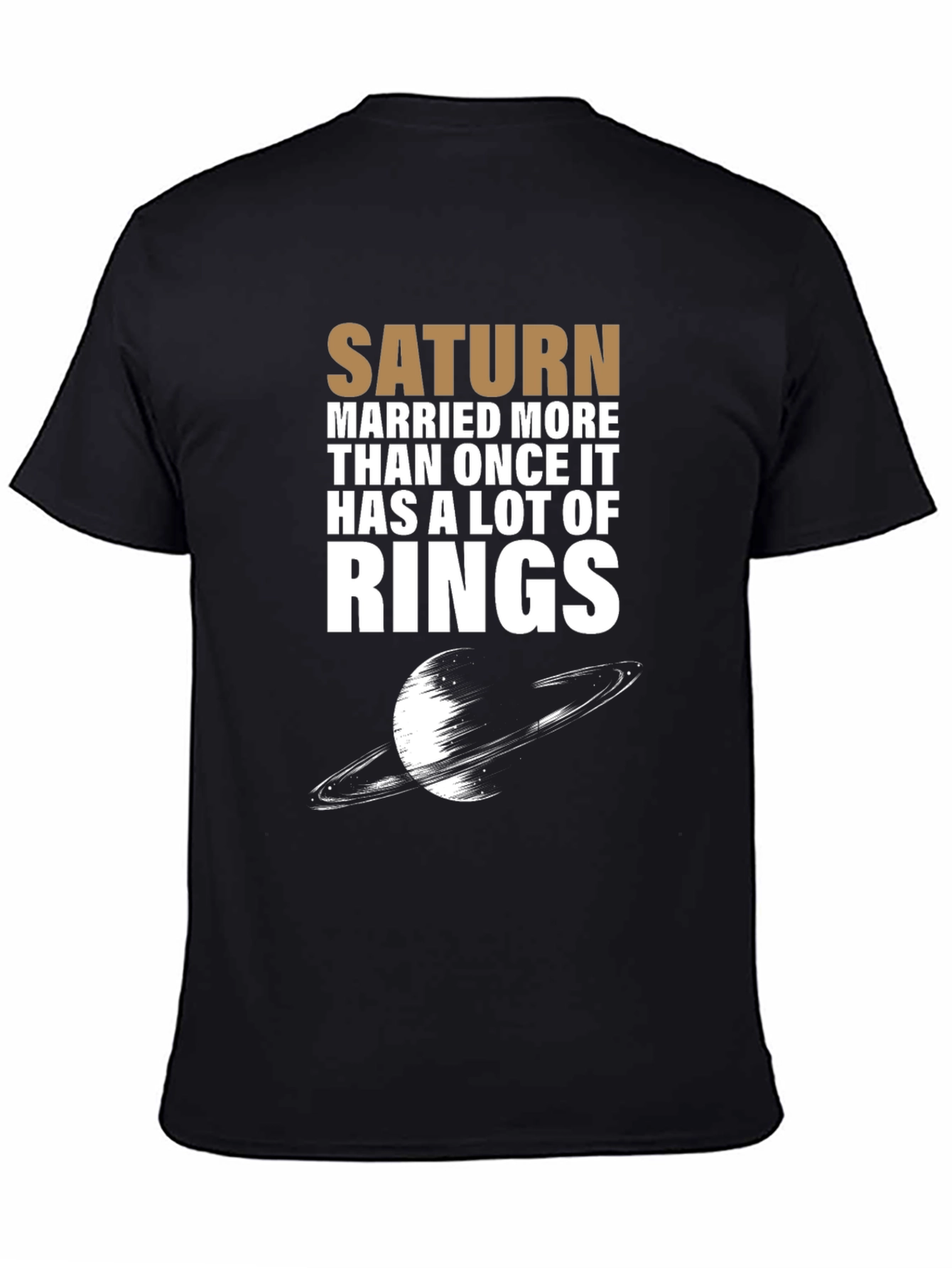 Black Saturn Rings Graphic Novelty T-Shirt view 4