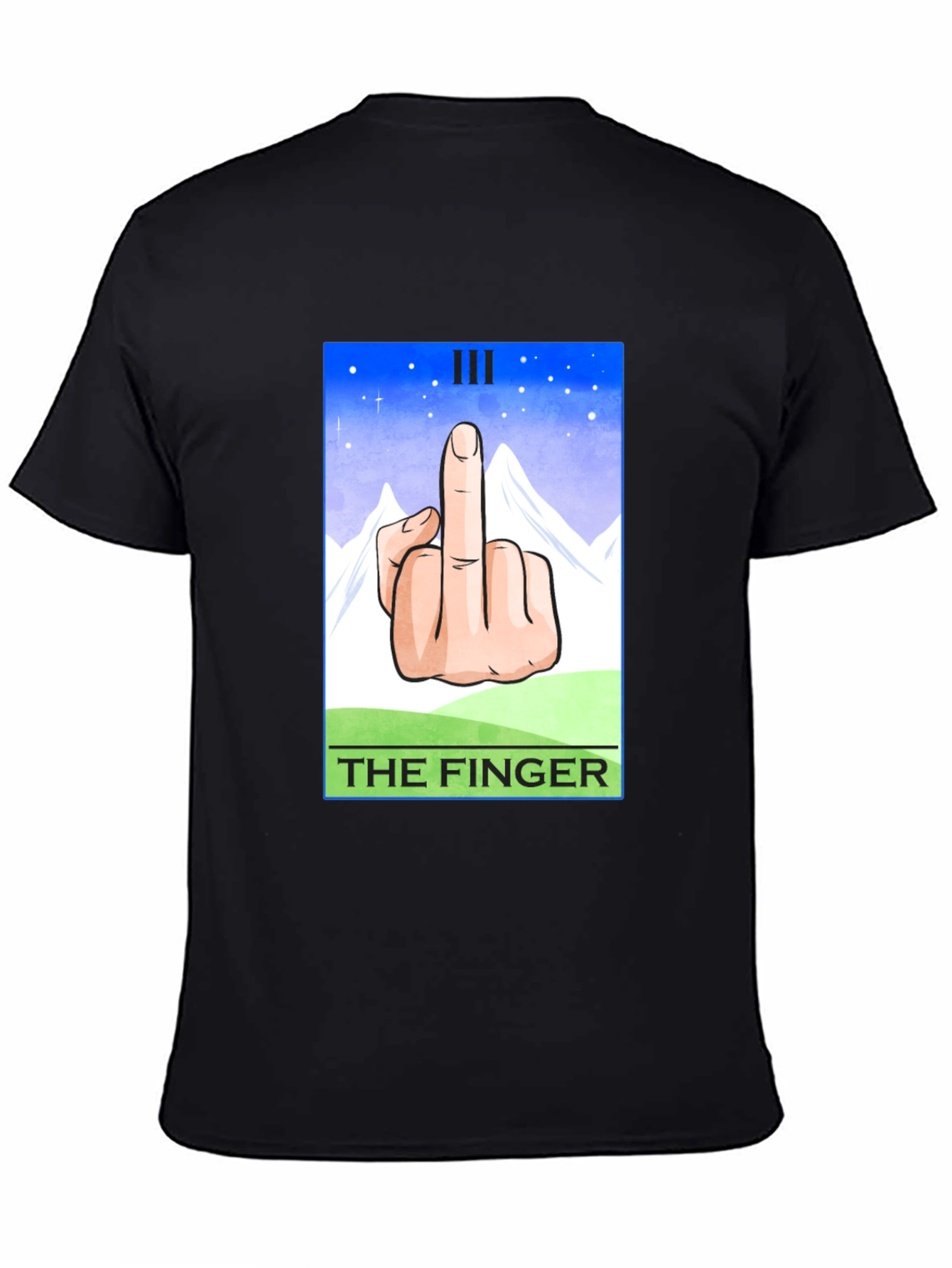 Black The Finger Tarot Card T-Shirt - Funny Graphic Tee view 4