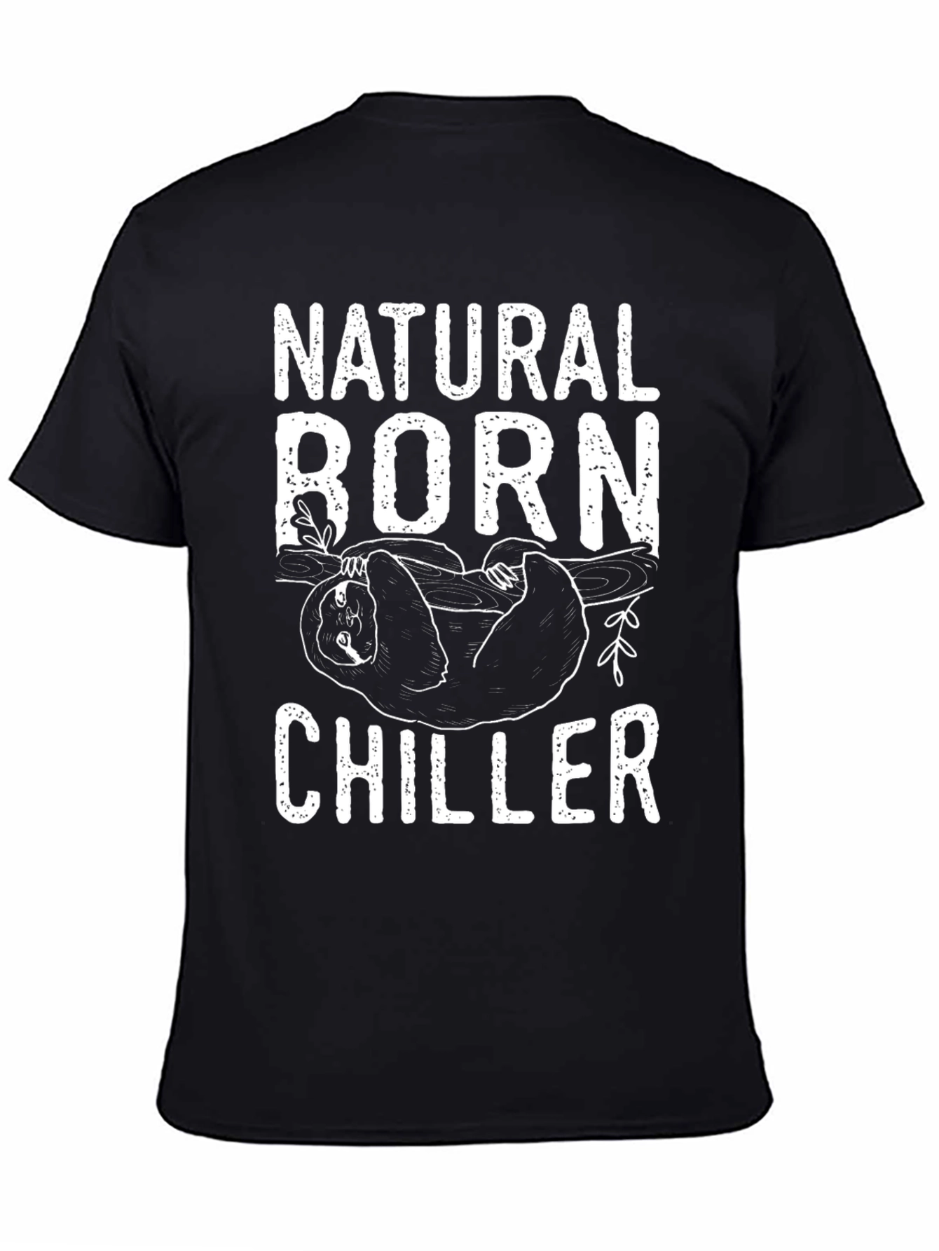 Black Natural Born Chiller Sloth Graphic T-Shirt view 4