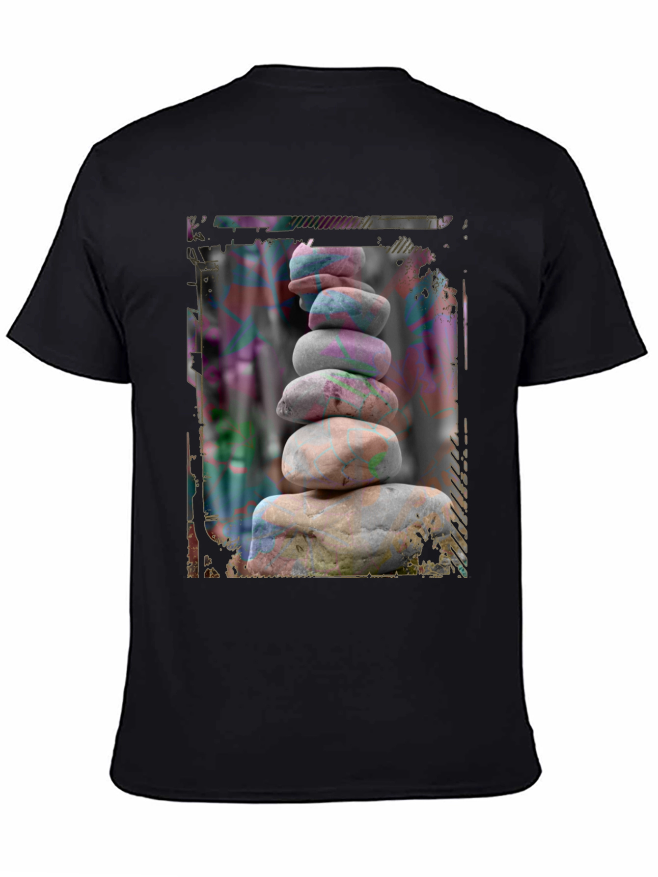 Black Zen Stone Stack Graphic Tee view 4