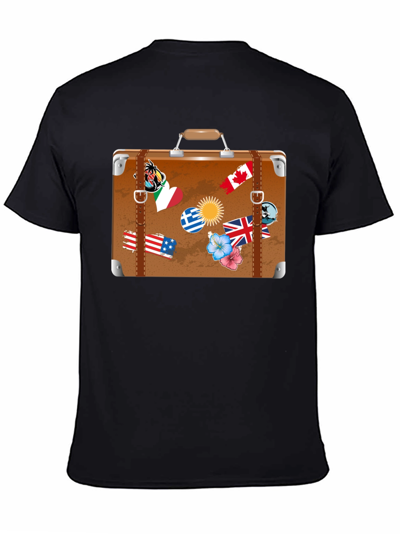 Black Travel Suitcase Graphic T-Shirt - Black view 4