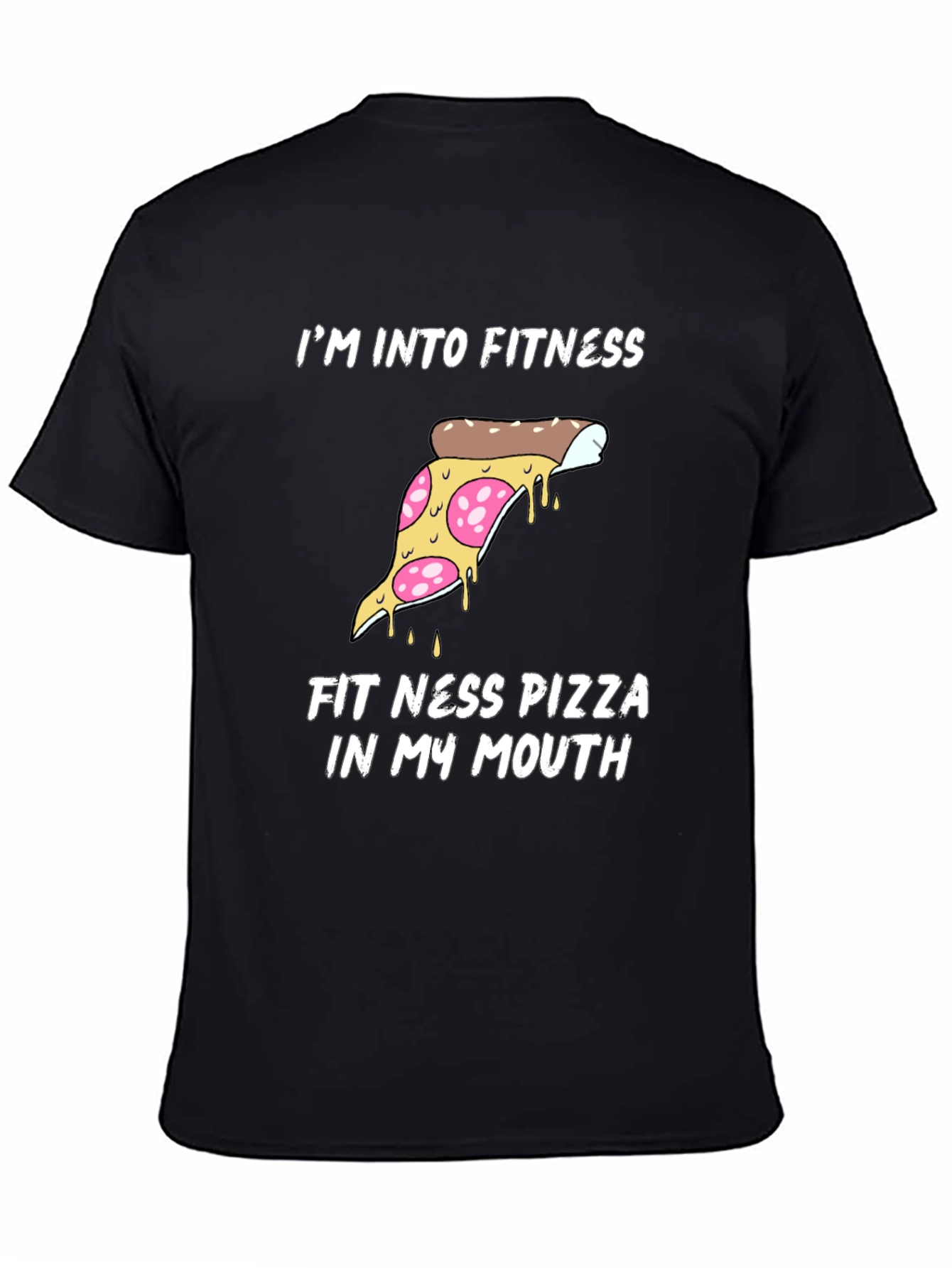 Black Fitness Pizza Graphic Tee - Funny Workout Shirt view 4