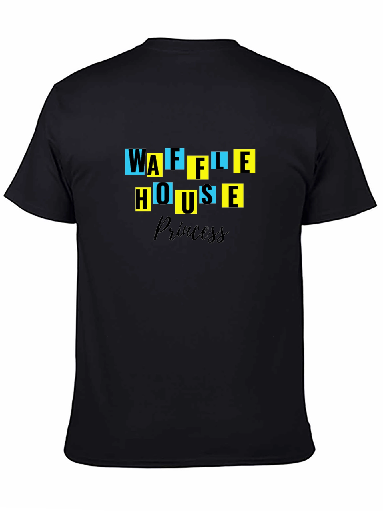 Black Waffle House Princess Black T-Shirt view 4