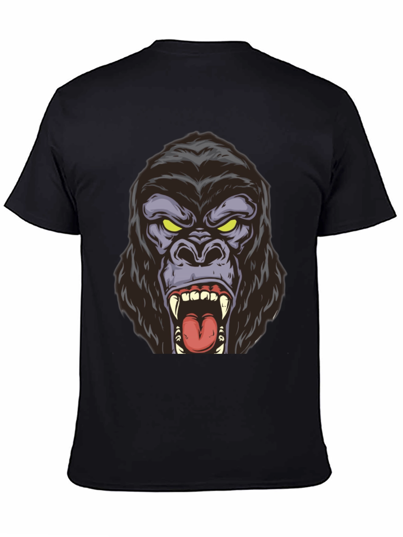 Black Roaring Gorilla Graphic Tee - Bold Black Shirt view 4