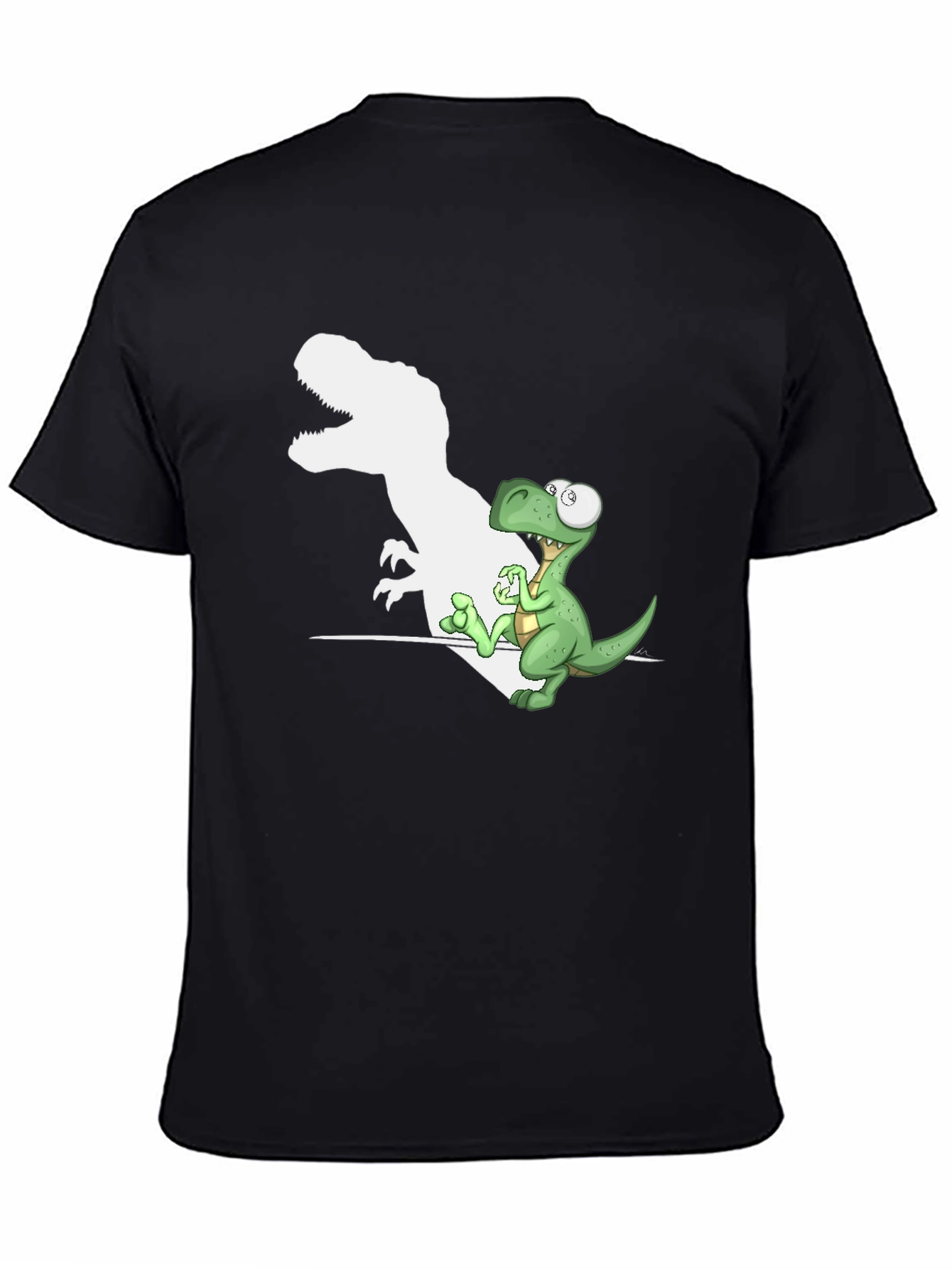 Black Dinosaur Shadow T-Shirt Funny Dino Tee view 4