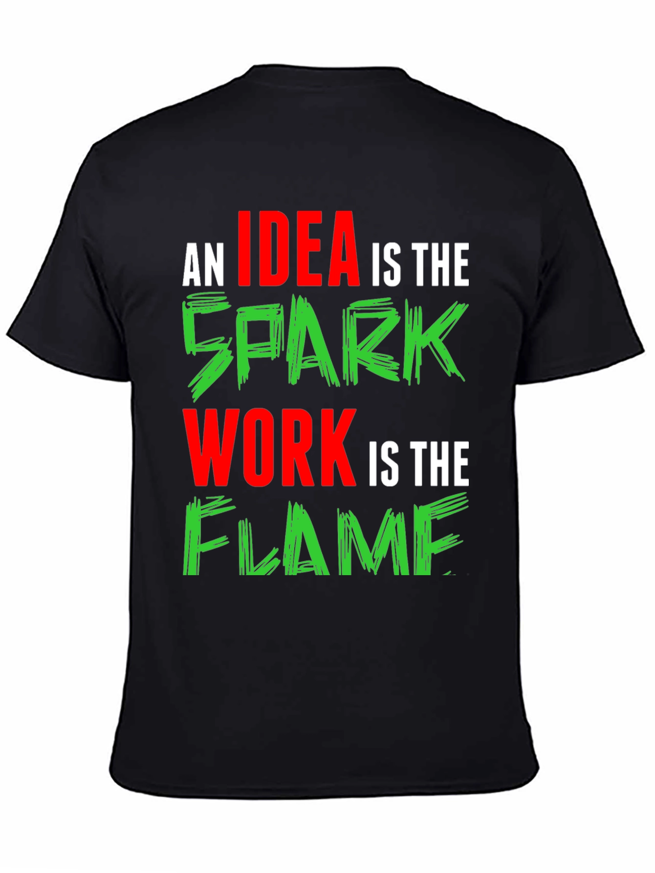 Black Idea Spark Flame Graphic Tee - Black Cotton T-Shirt view 4