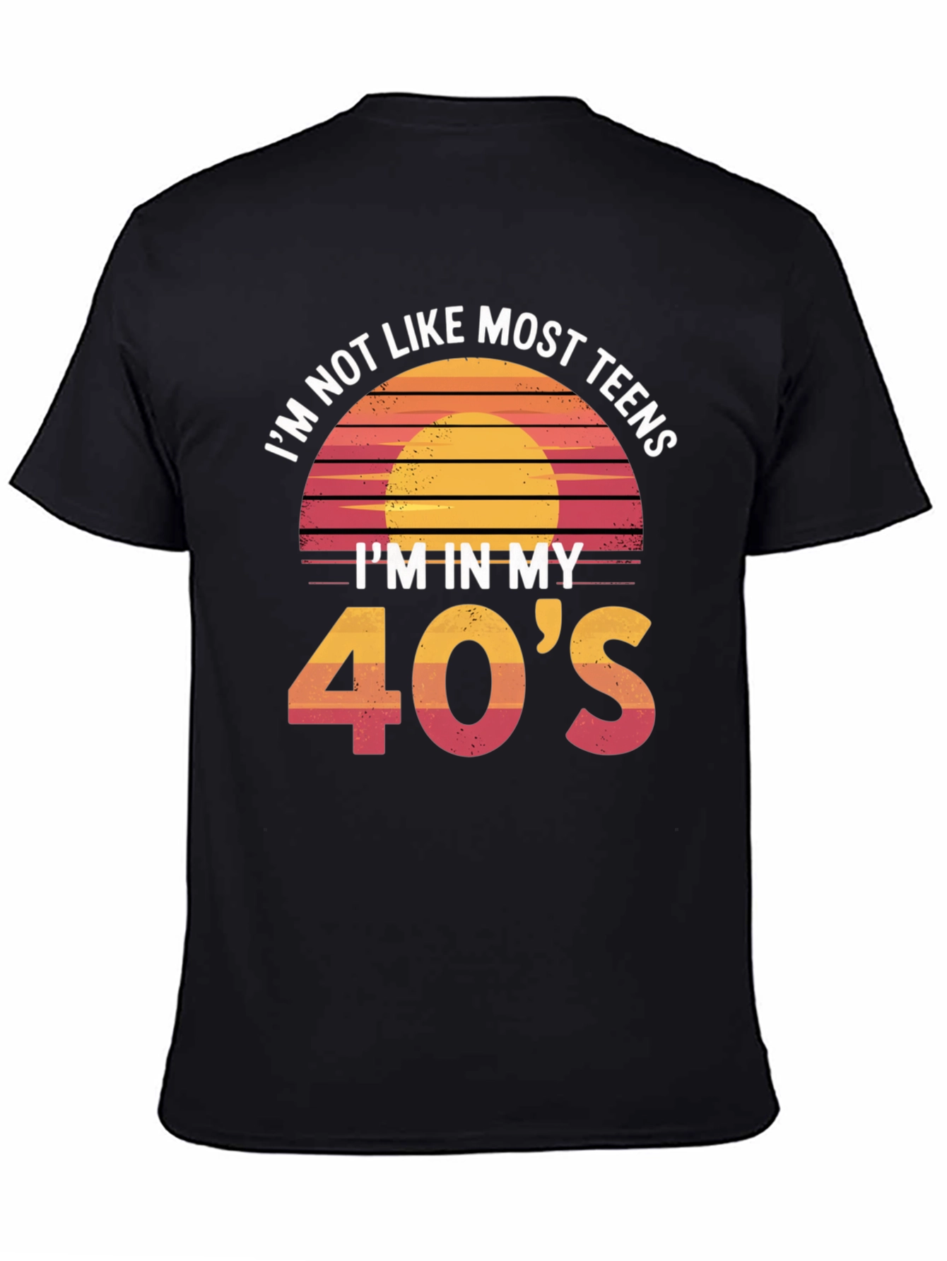 Black Funny 40's Retro Sunset T-Shirt view 4