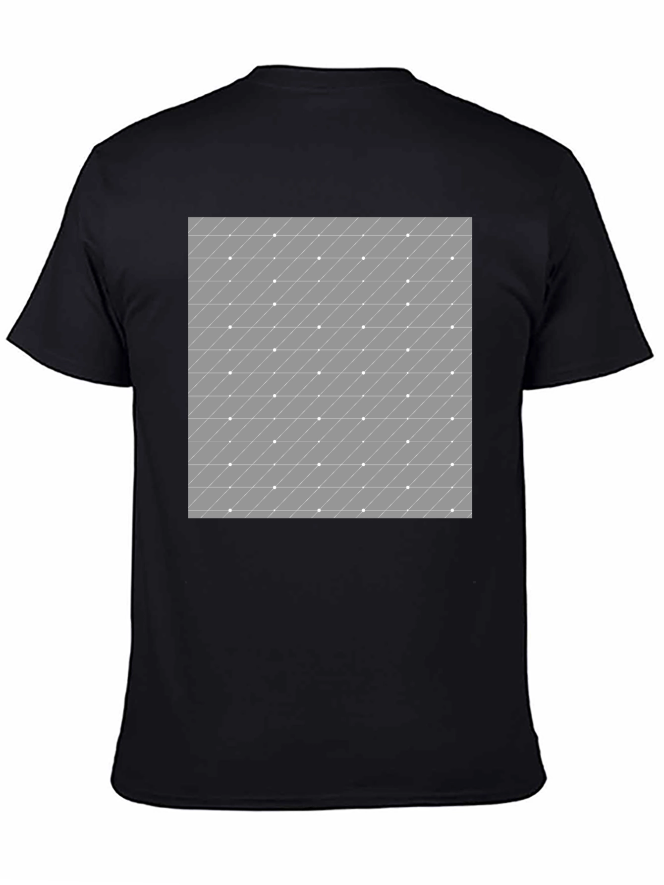 Black Modern Geometric Pattern Black T-Shirt view 4