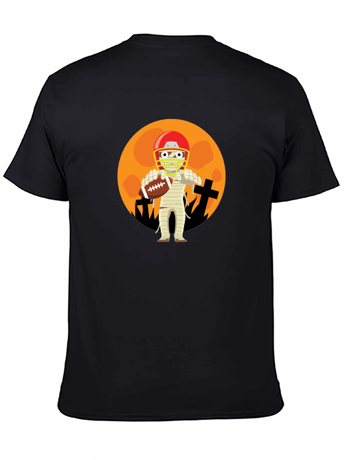 Black Football Mummy Halloween T-Shirt view 4