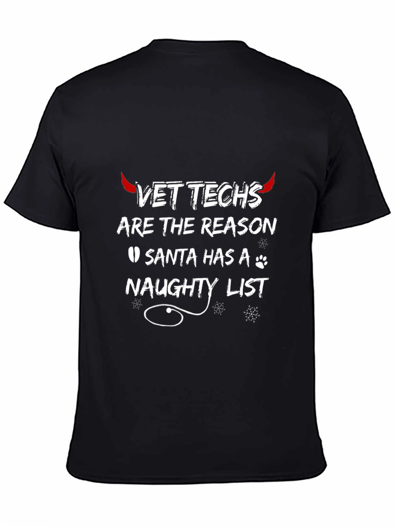 Black Vet Techs Naughty List Graphic Tee - Funny Vet Humor view 4