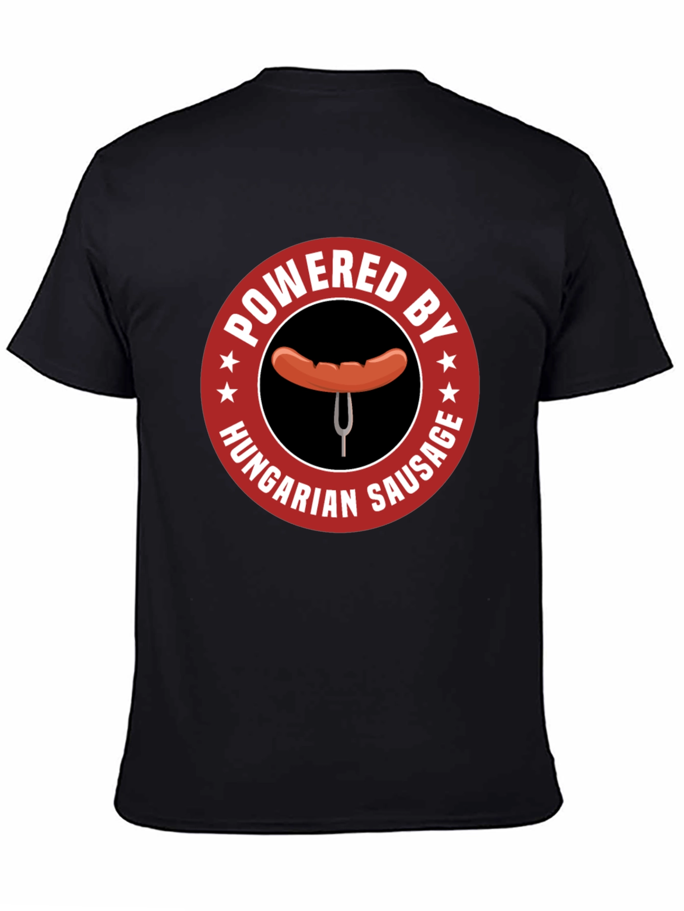 Black Hungarian Sausage T-Shirt - Powered by Funny Tee view 4