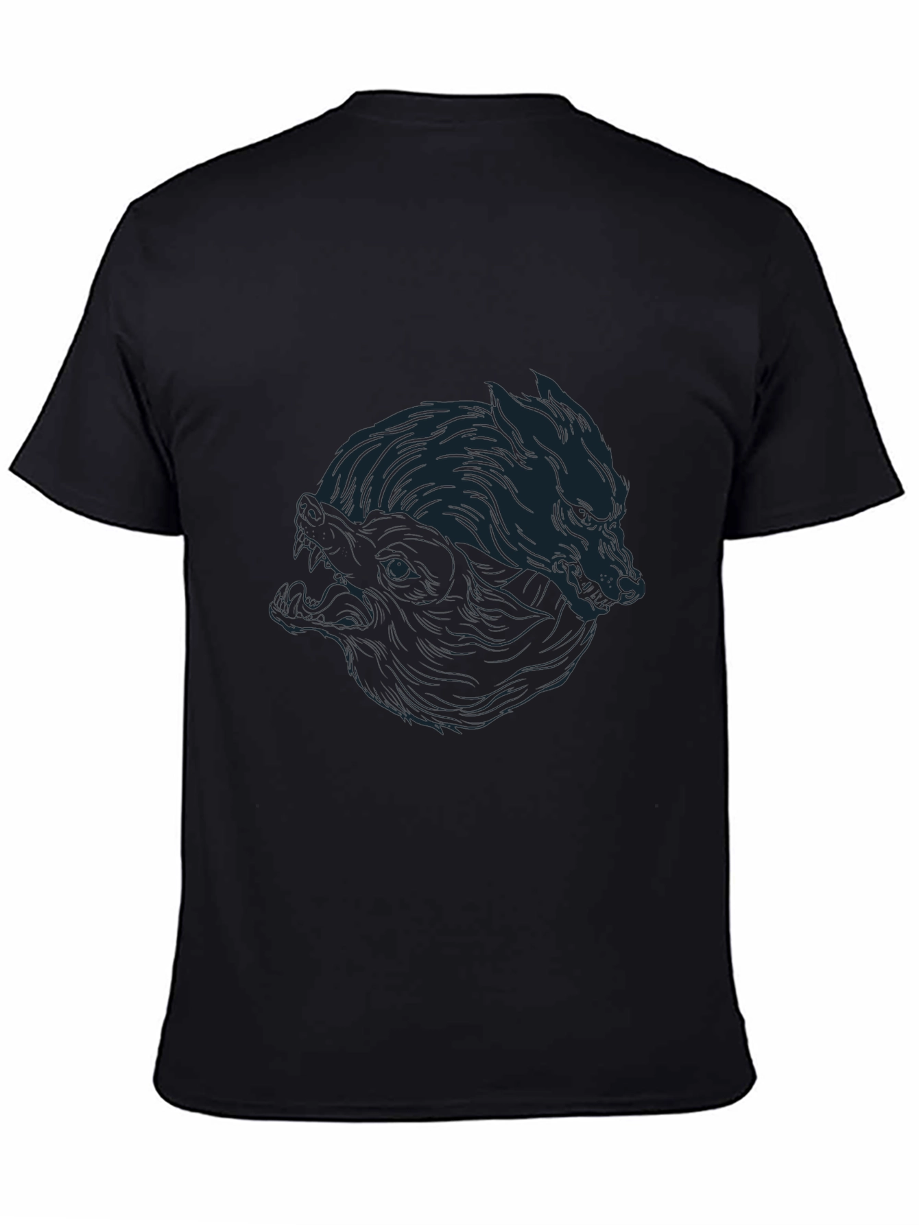 Black Yin Yang Wolves Graphic Tee - Black Cotton Blend view 4