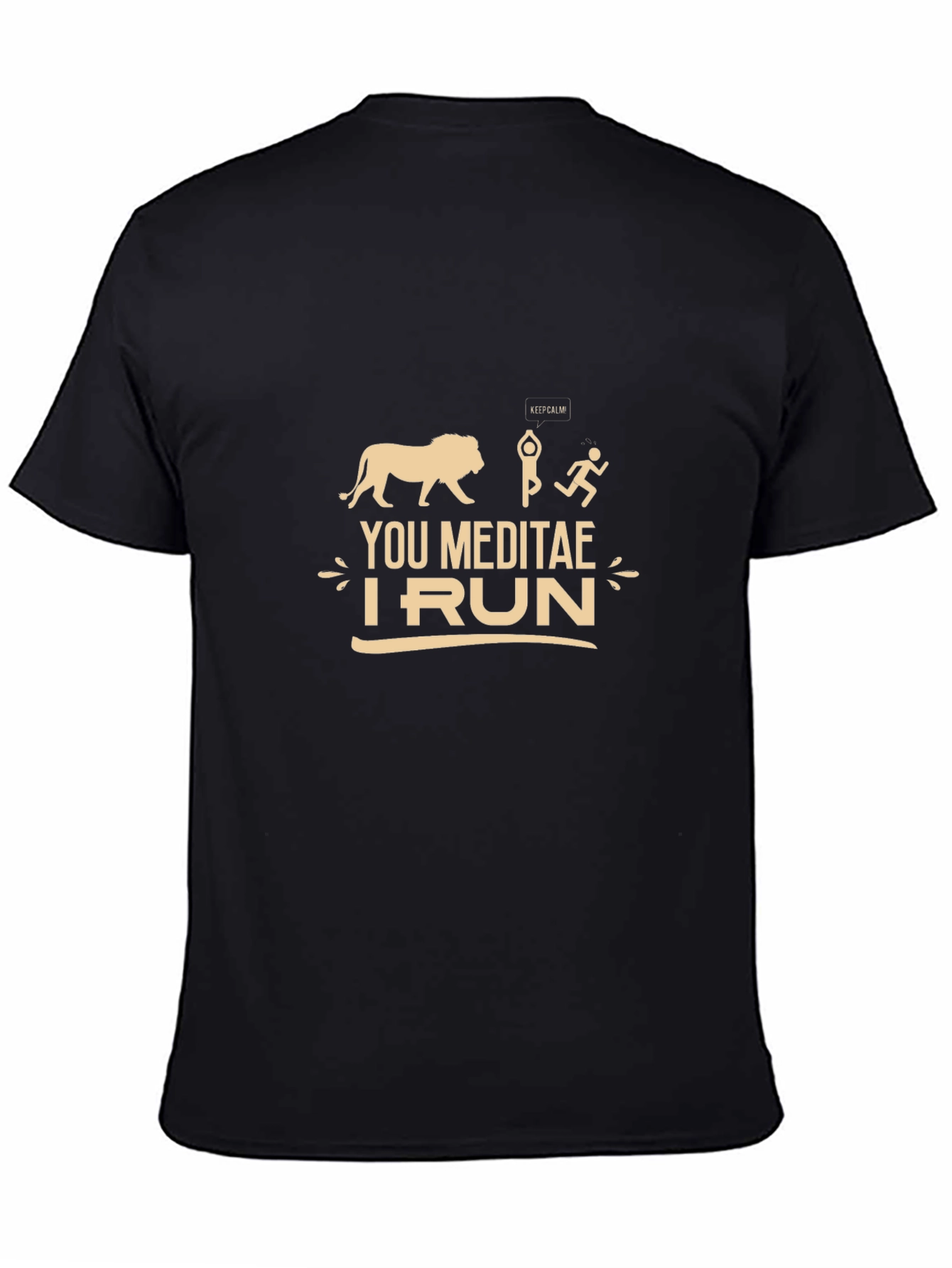 Black Humorous "You Meditate, I Run" Graphic Tee view 4