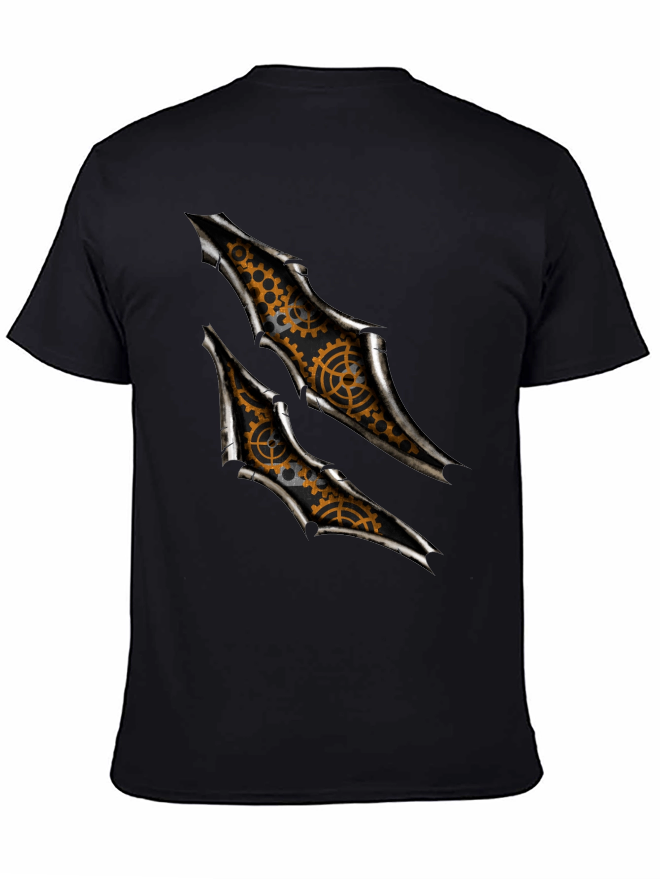 Black Steampunk Gears Graphic T-Shirt view 4