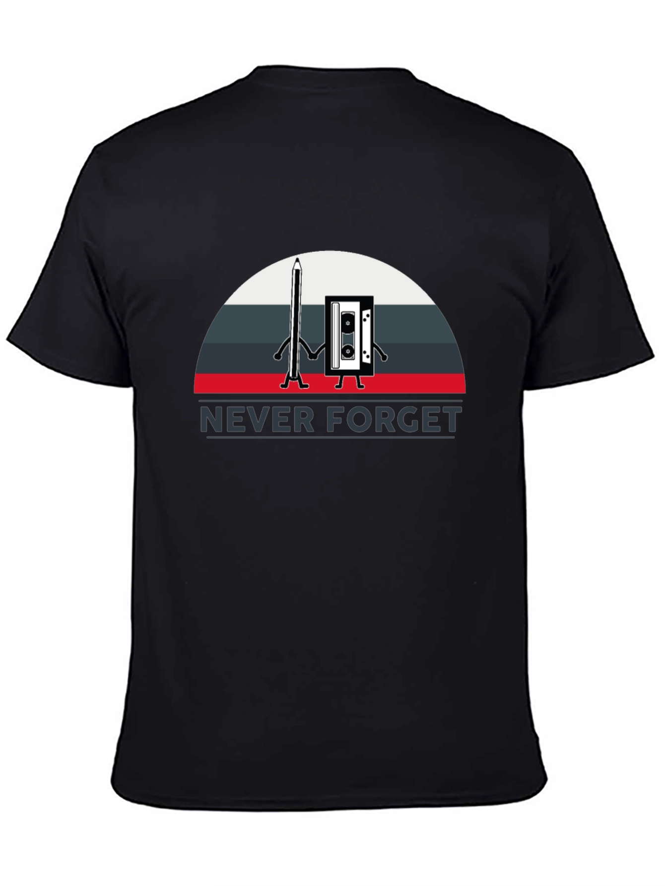 Black Retro "Never Forget" Graphic T-Shirt view 4