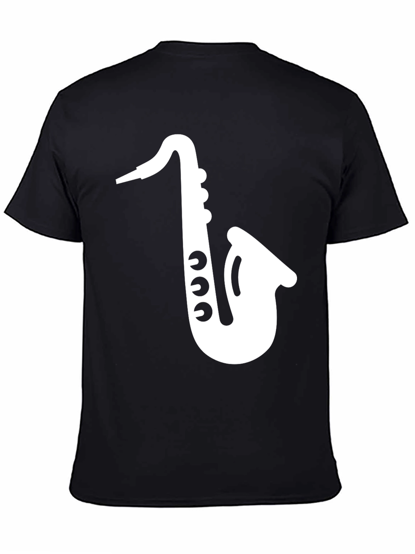 Black Saxophone Graphic Tee - Black Cotton T-Shirt view 4