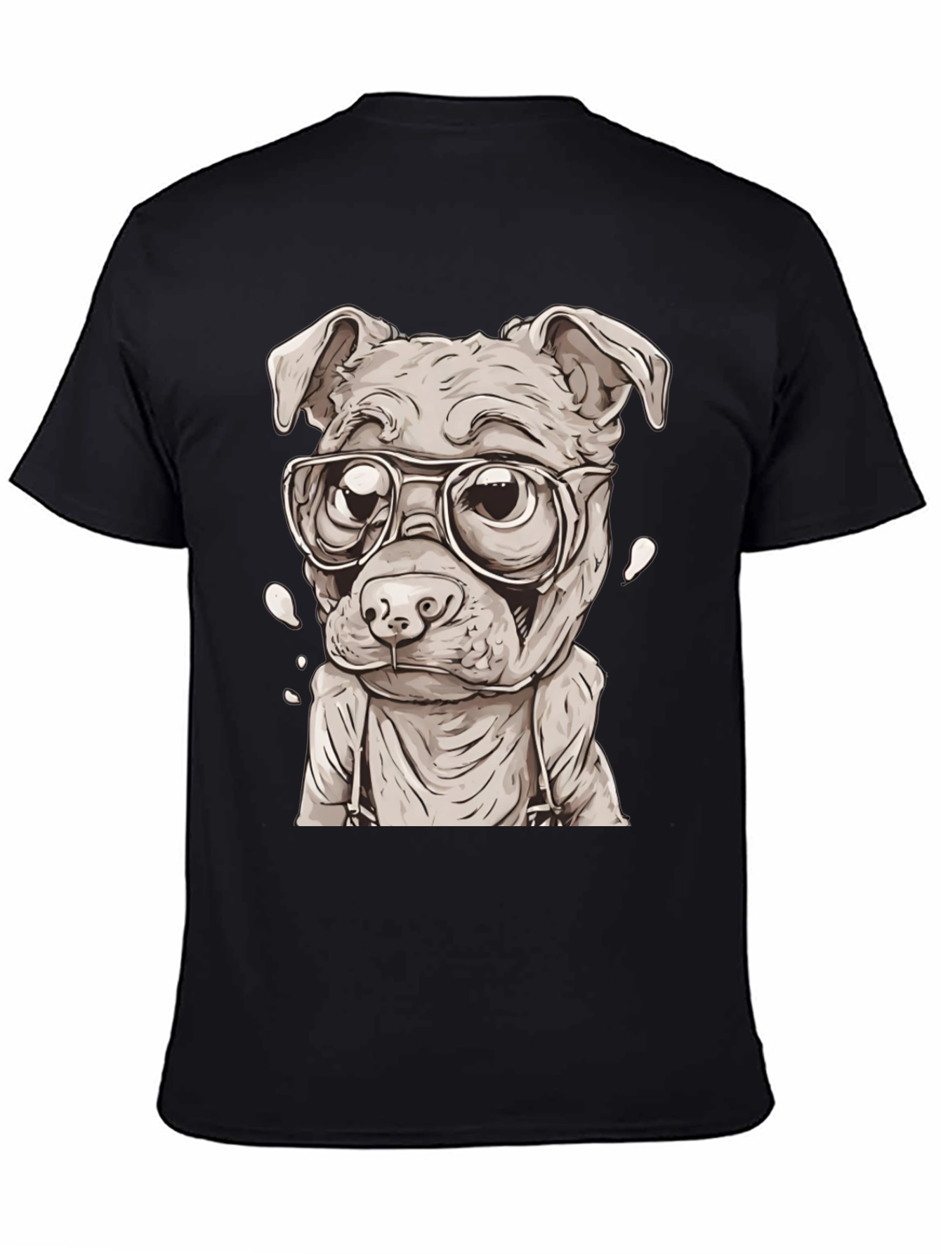 Black Hipster Dog T-Shirt - Cute Animal Graphic Tee view 4