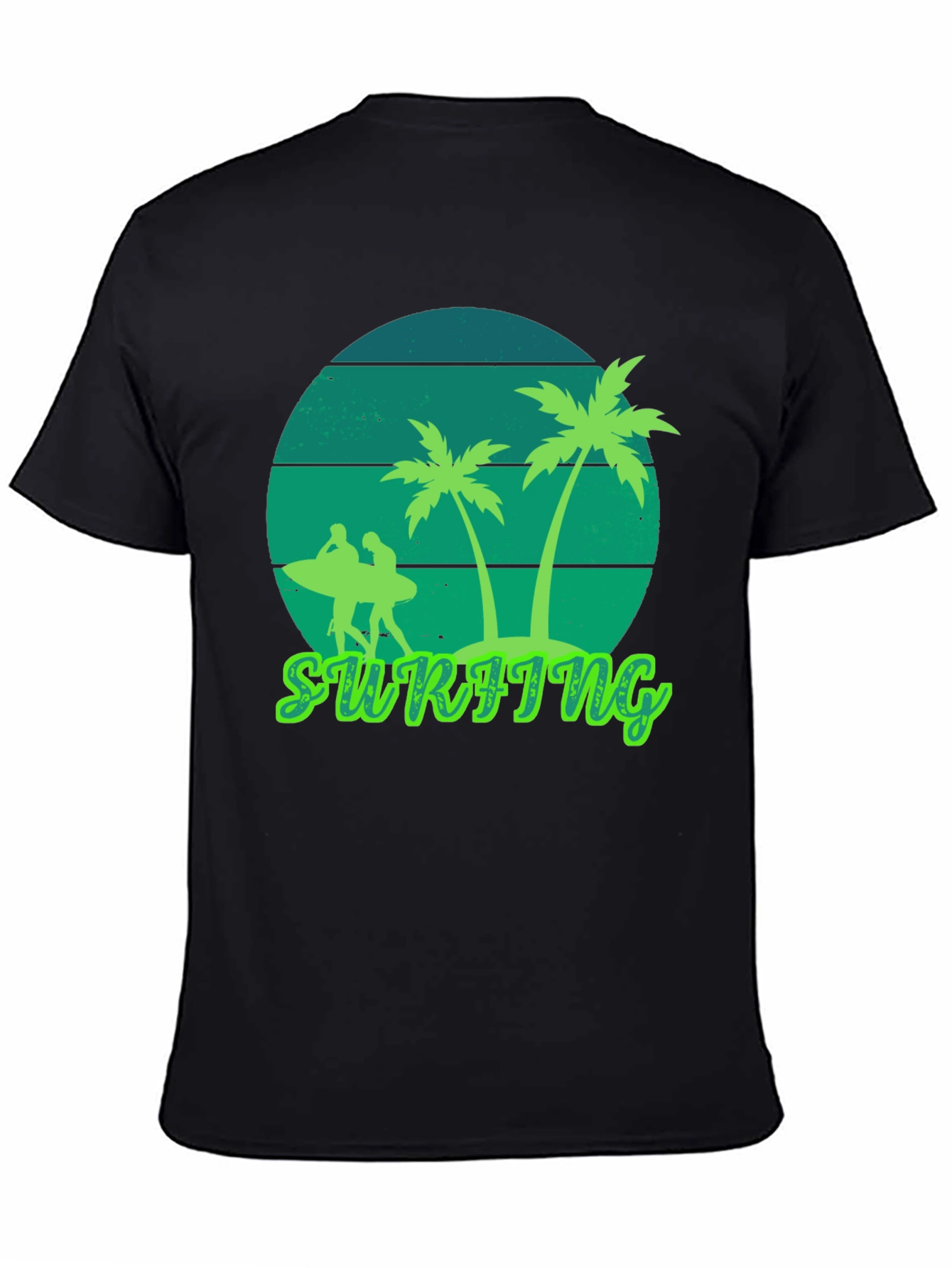 Black Surfing Vibes T-Shirt - Palm Tree Graphic Tee view 4