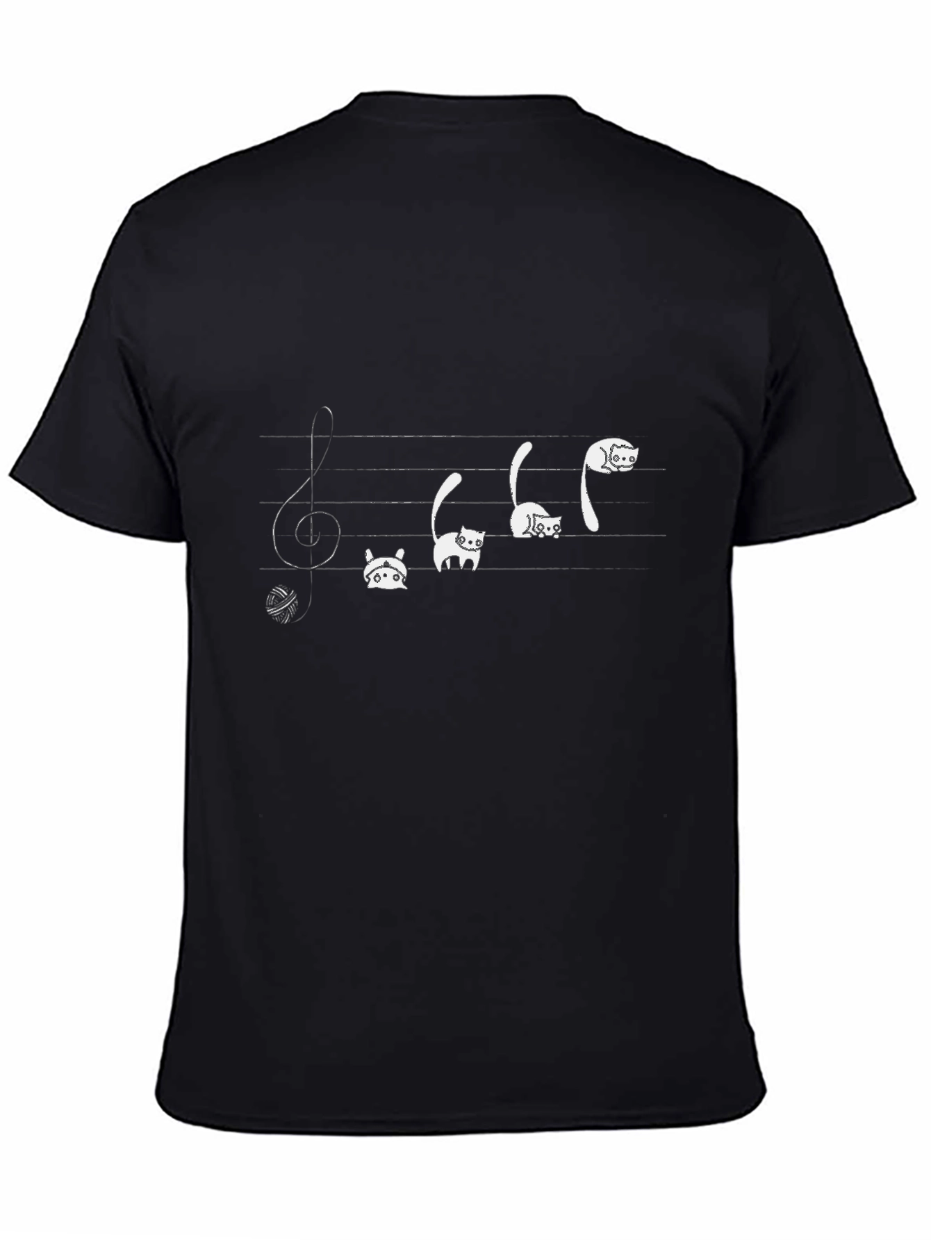 Black Musical Cats T-Shirt - Black Cotton Tee view 4