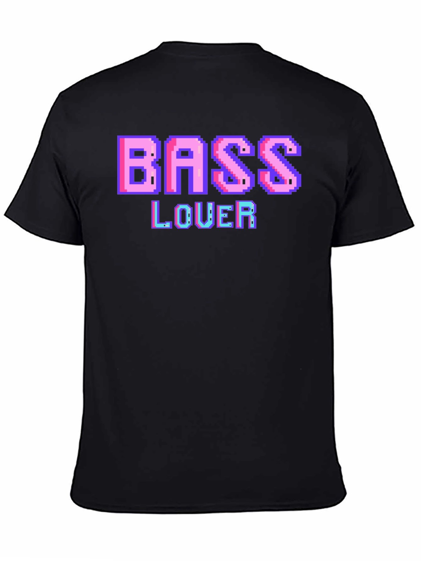 Black Retro Pixel Bass Lover Graphic Tee - Black view 4