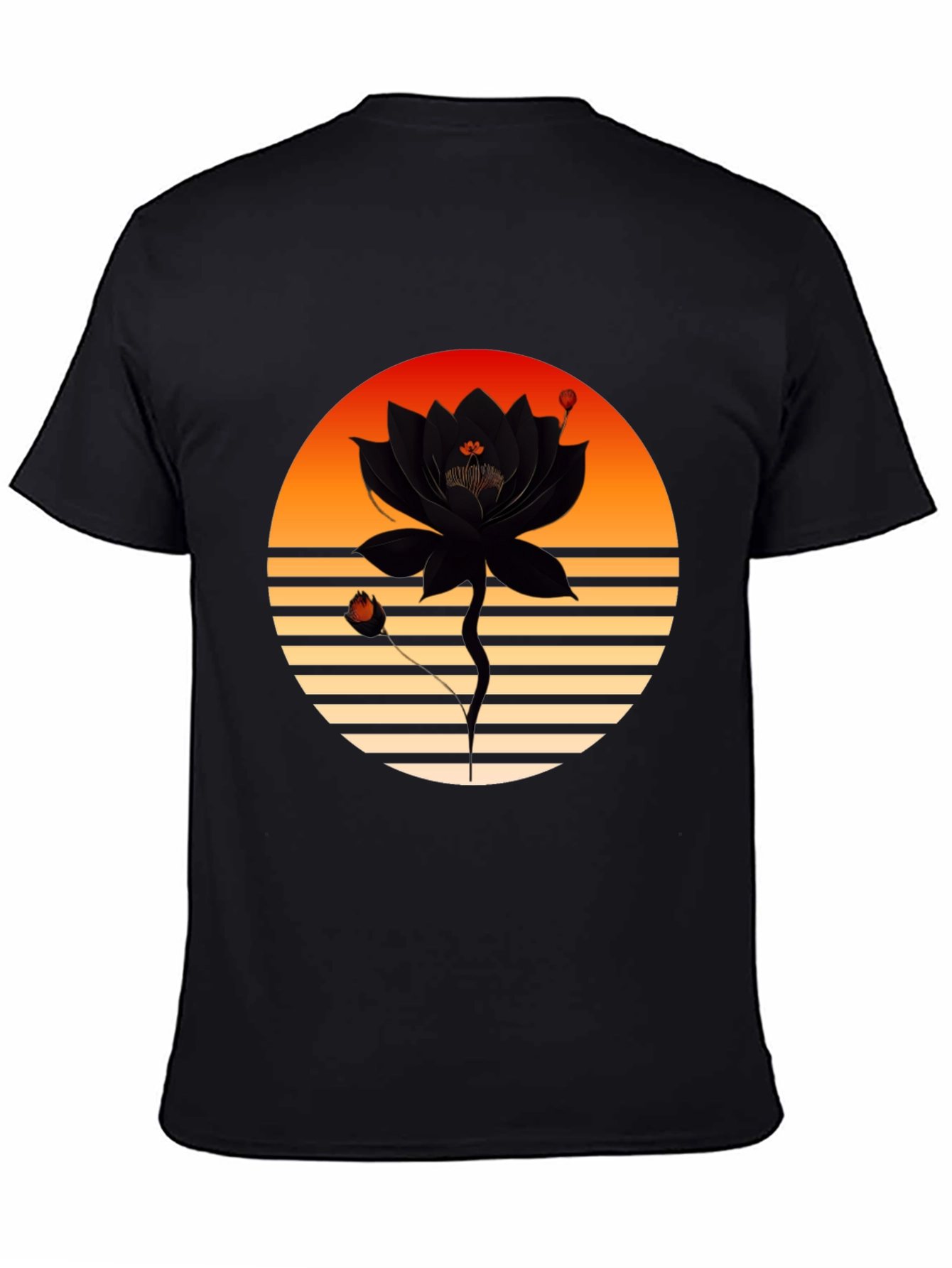 Black Sunset Lotus Graphic Tee view 4