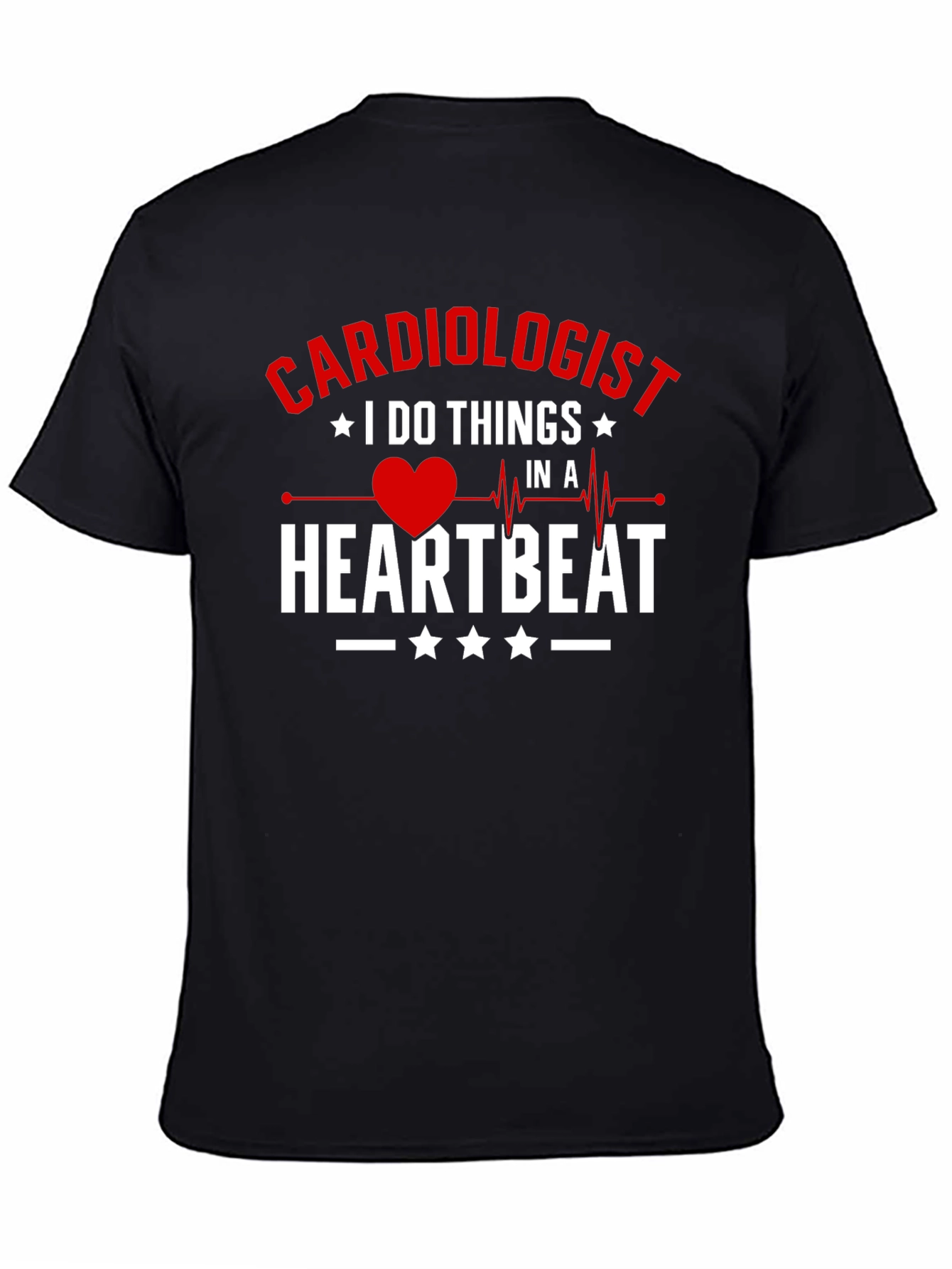 Black Cardiologist Heartbeat Graphic Tee - Black view 4